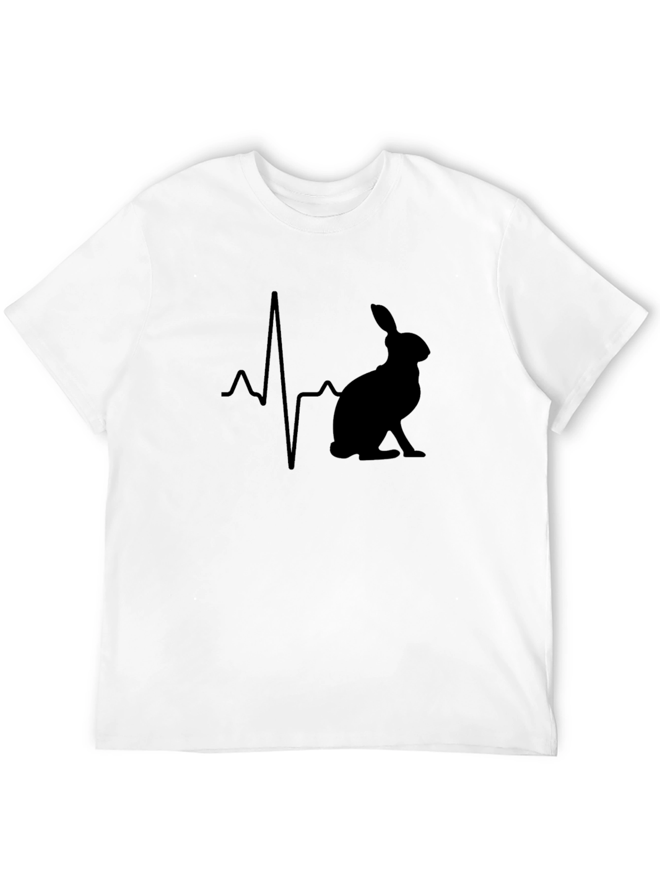 Rabbit Heartbeat Graphic T-Shirt - Black Cotton
