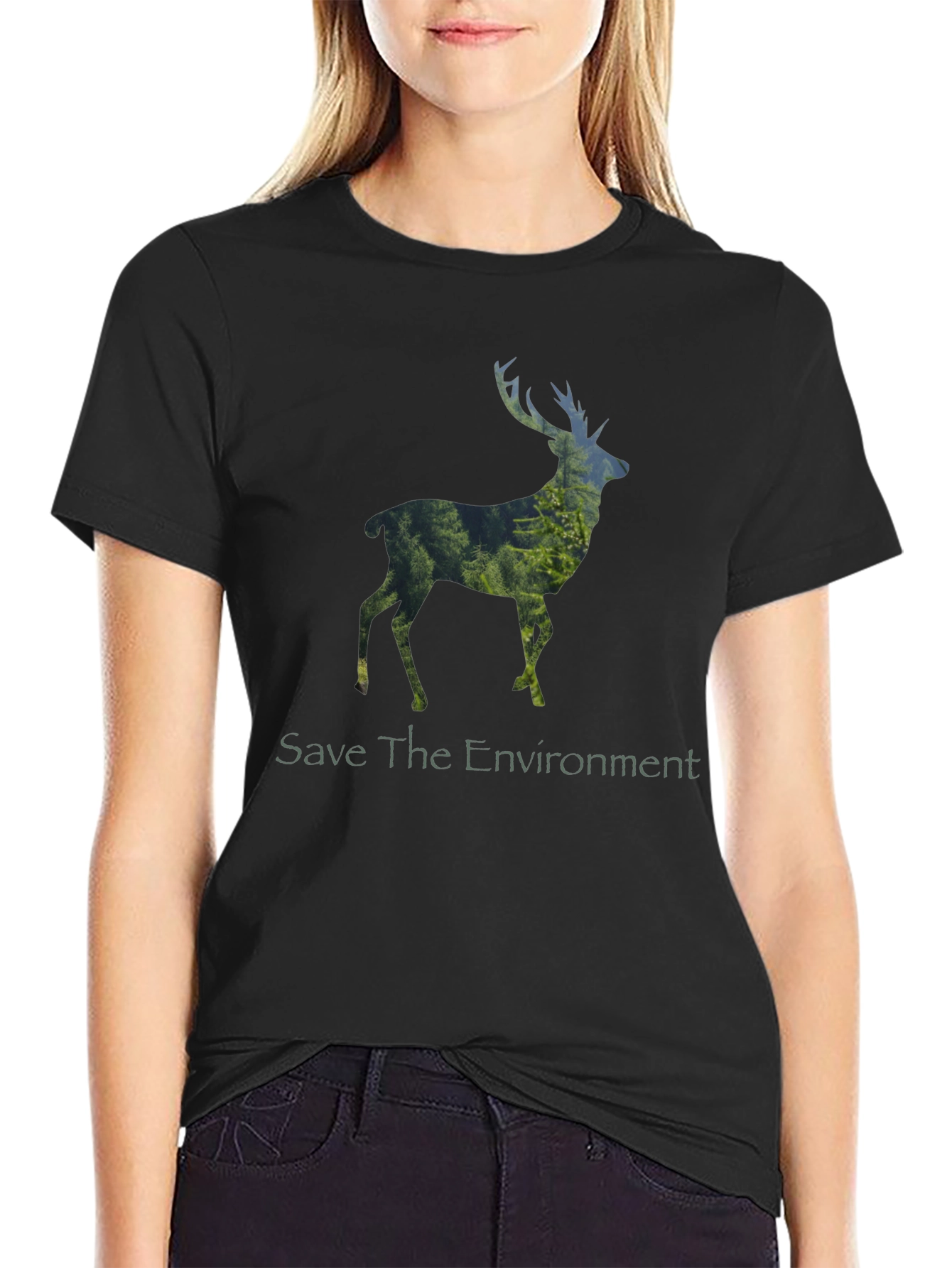 Save the Environment Deer Graphic T-Shirt
