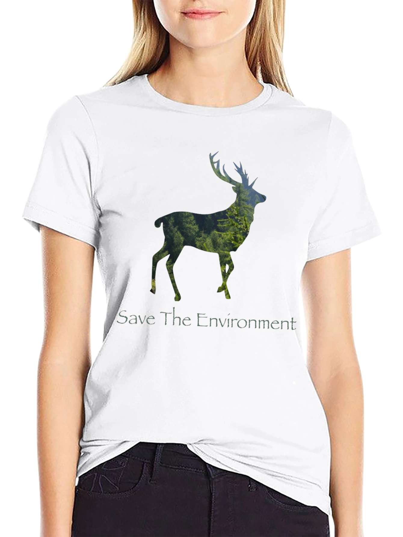 Save the Environment Deer Graphic T-Shirt