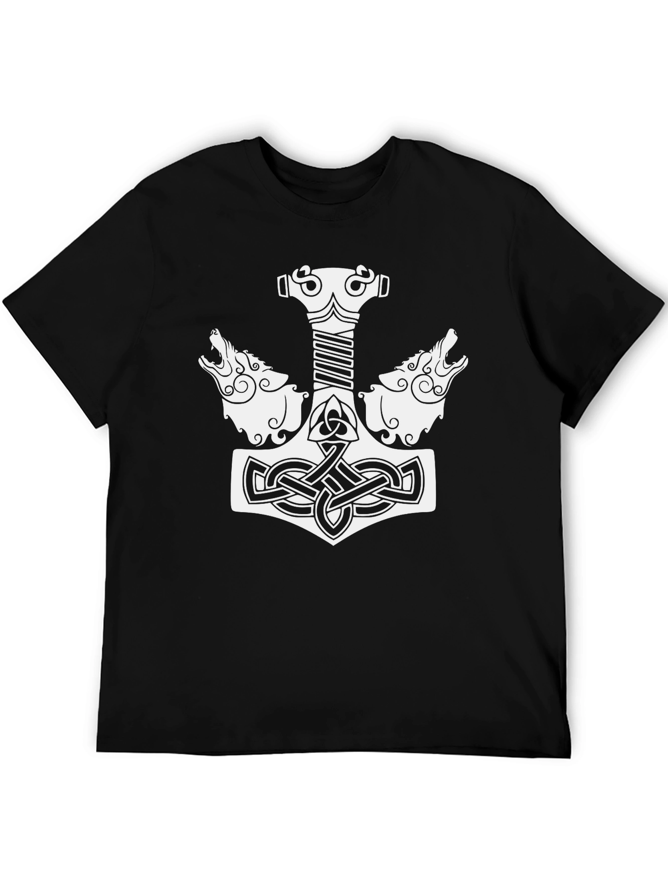 Thors Hammer T-Shirt - Celtic Wolf Design
