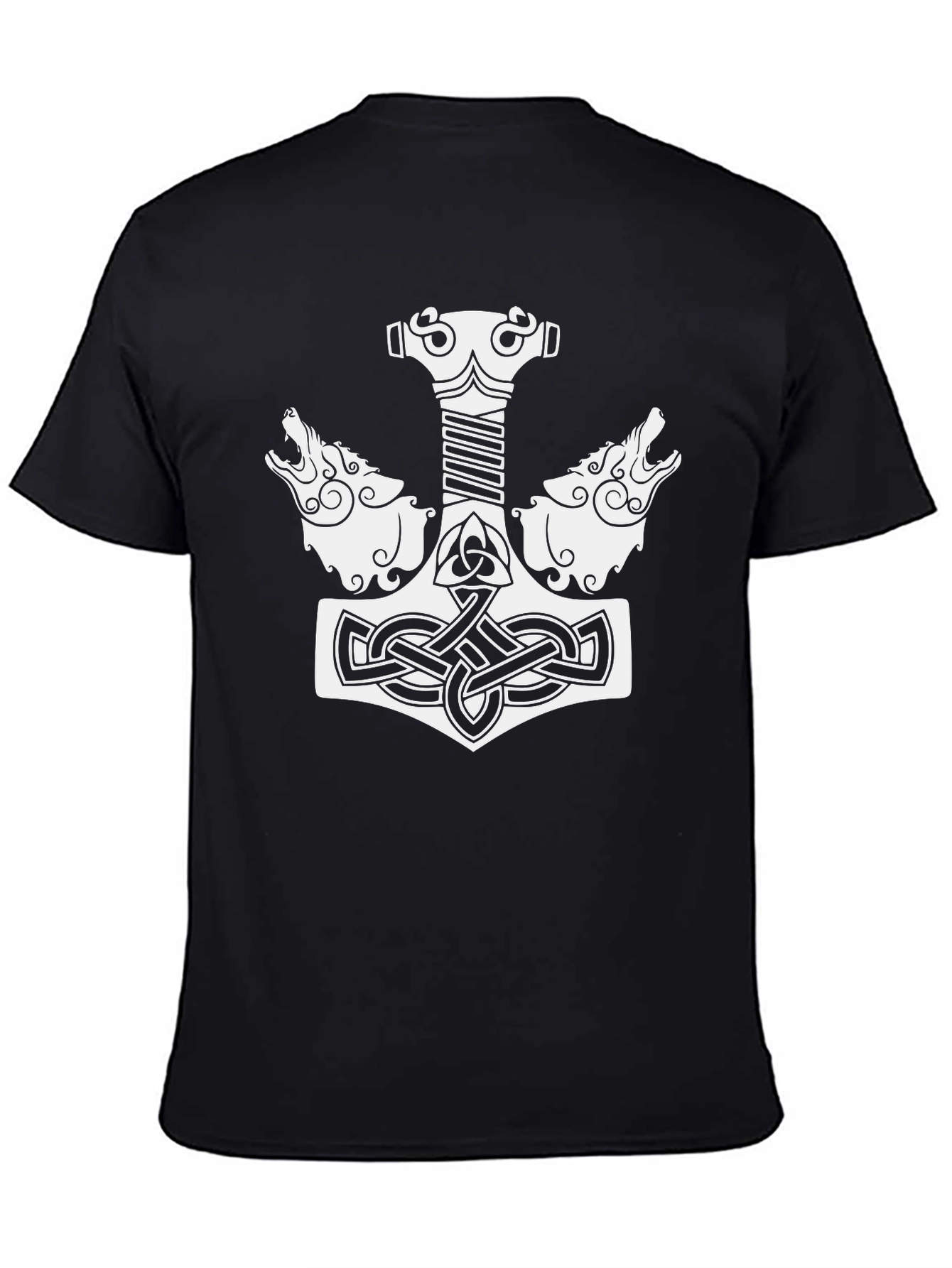 Thors Hammer T-Shirt - Celtic Wolf Design