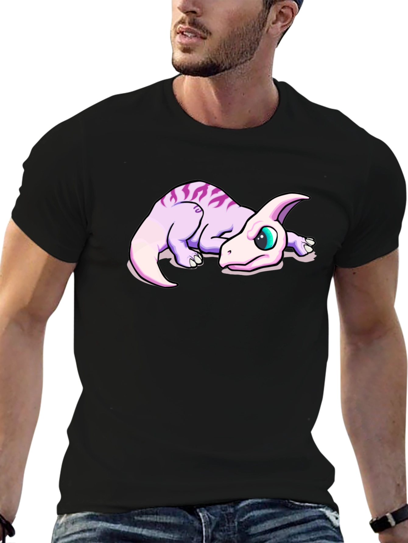 Cute Dinosaur Graphic Black T-Shirt
