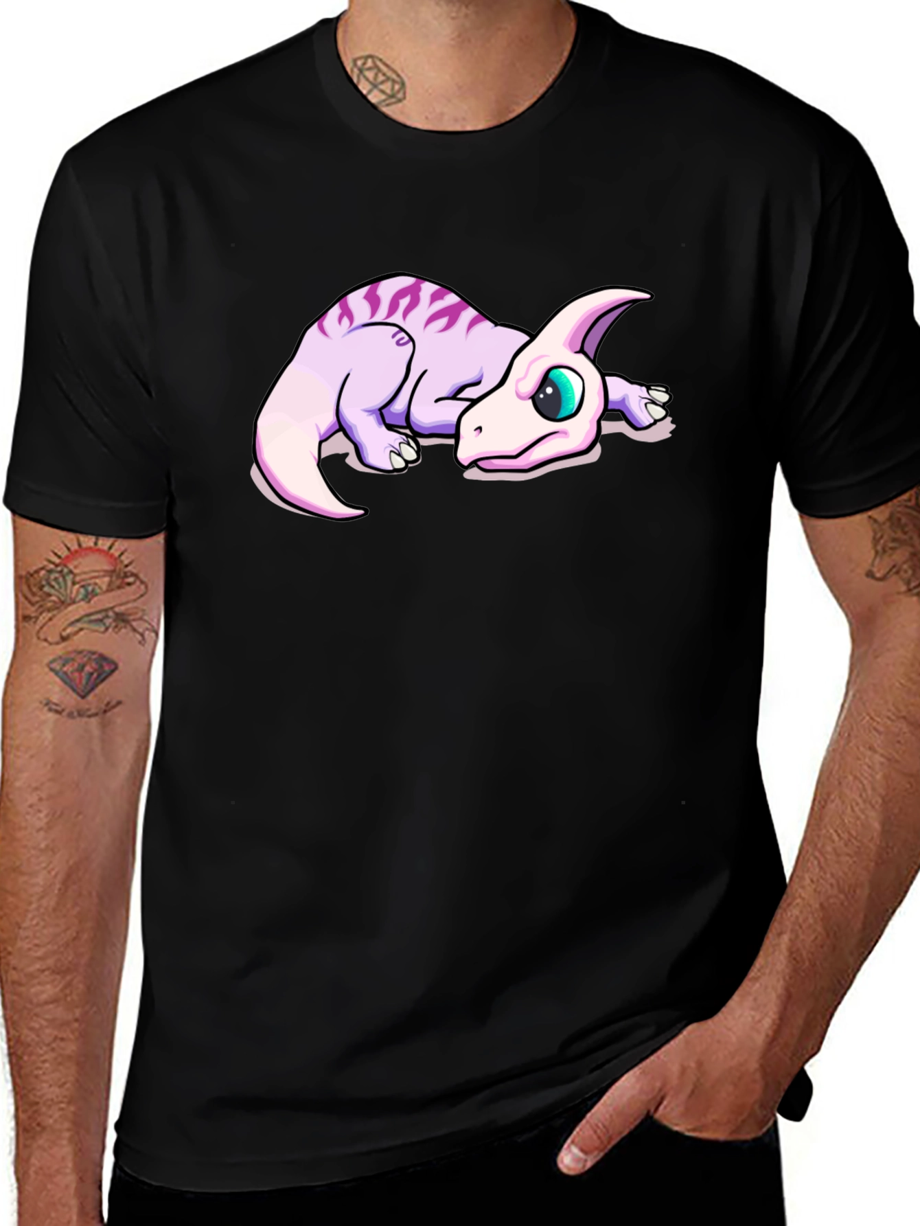 Cute Dinosaur Graphic Black T-Shirt