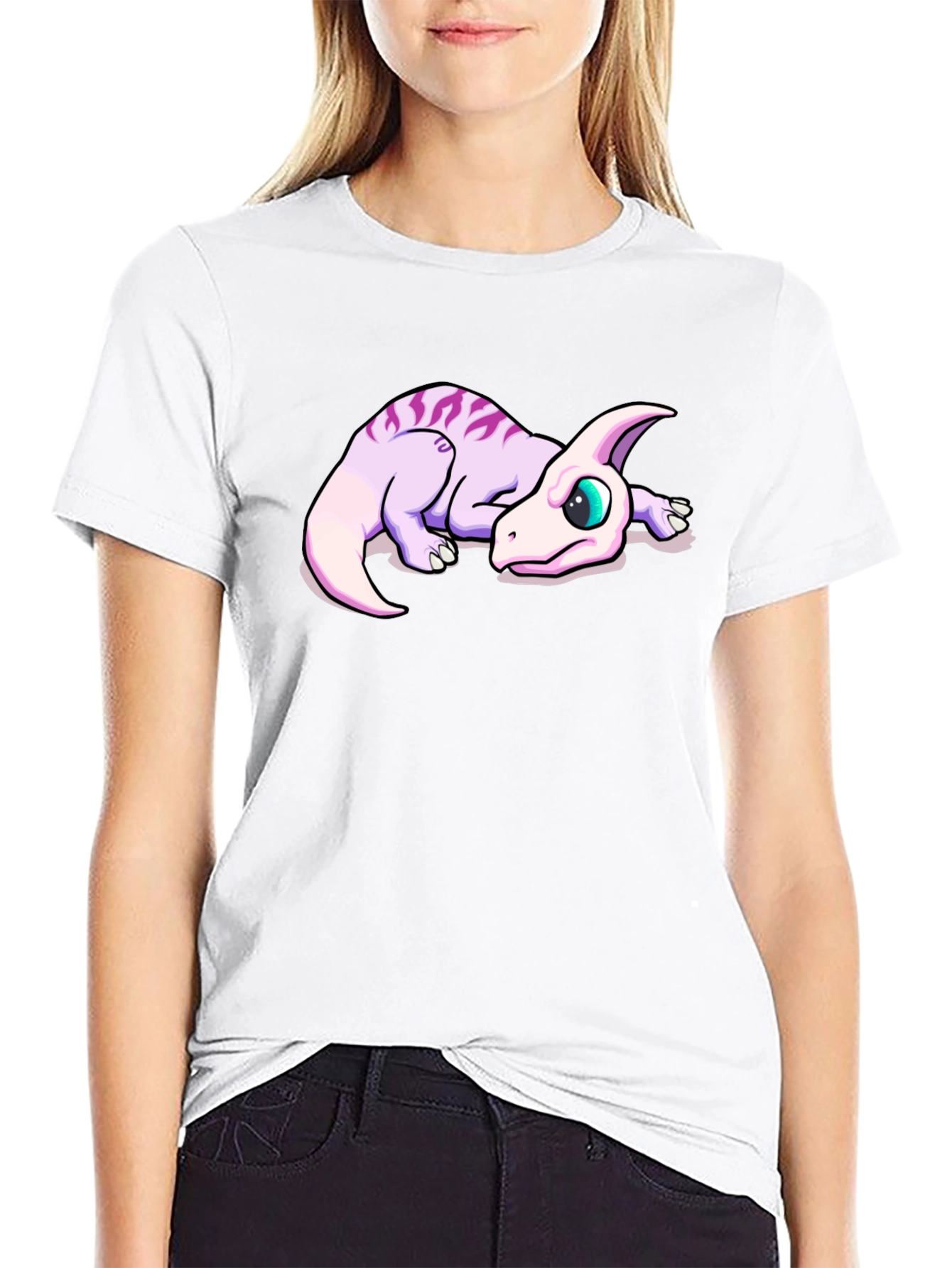 Cute Dinosaur Graphic Black T-Shirt