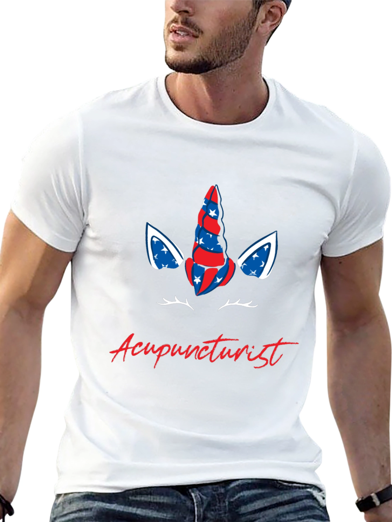 Acupuncturist Patriotic Unicorn Graphic Tee