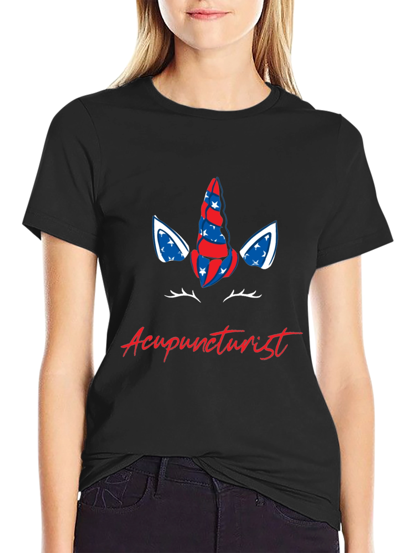Acupuncturist Patriotic Unicorn Graphic Tee