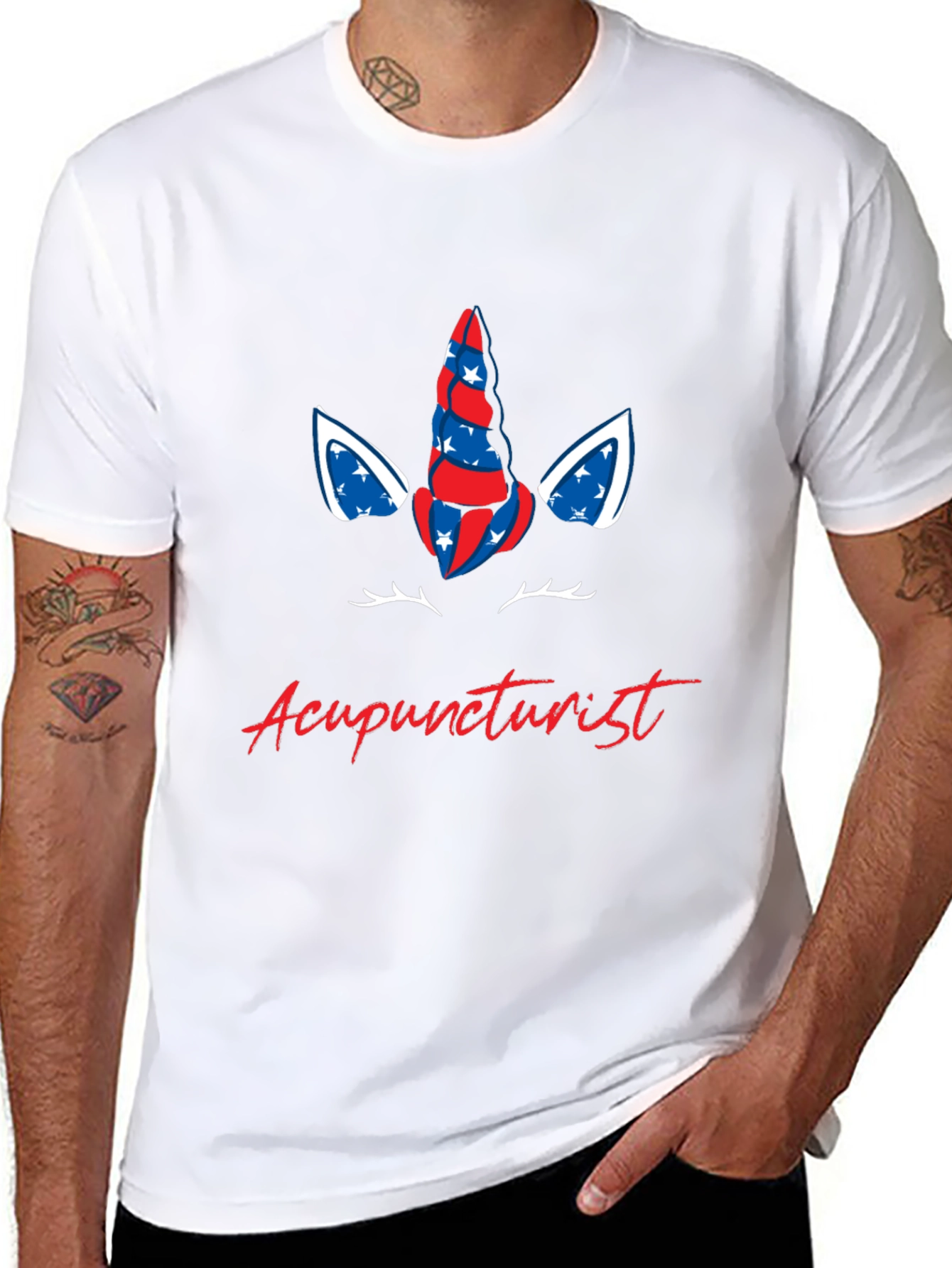 Acupuncturist Patriotic Unicorn Graphic Tee
