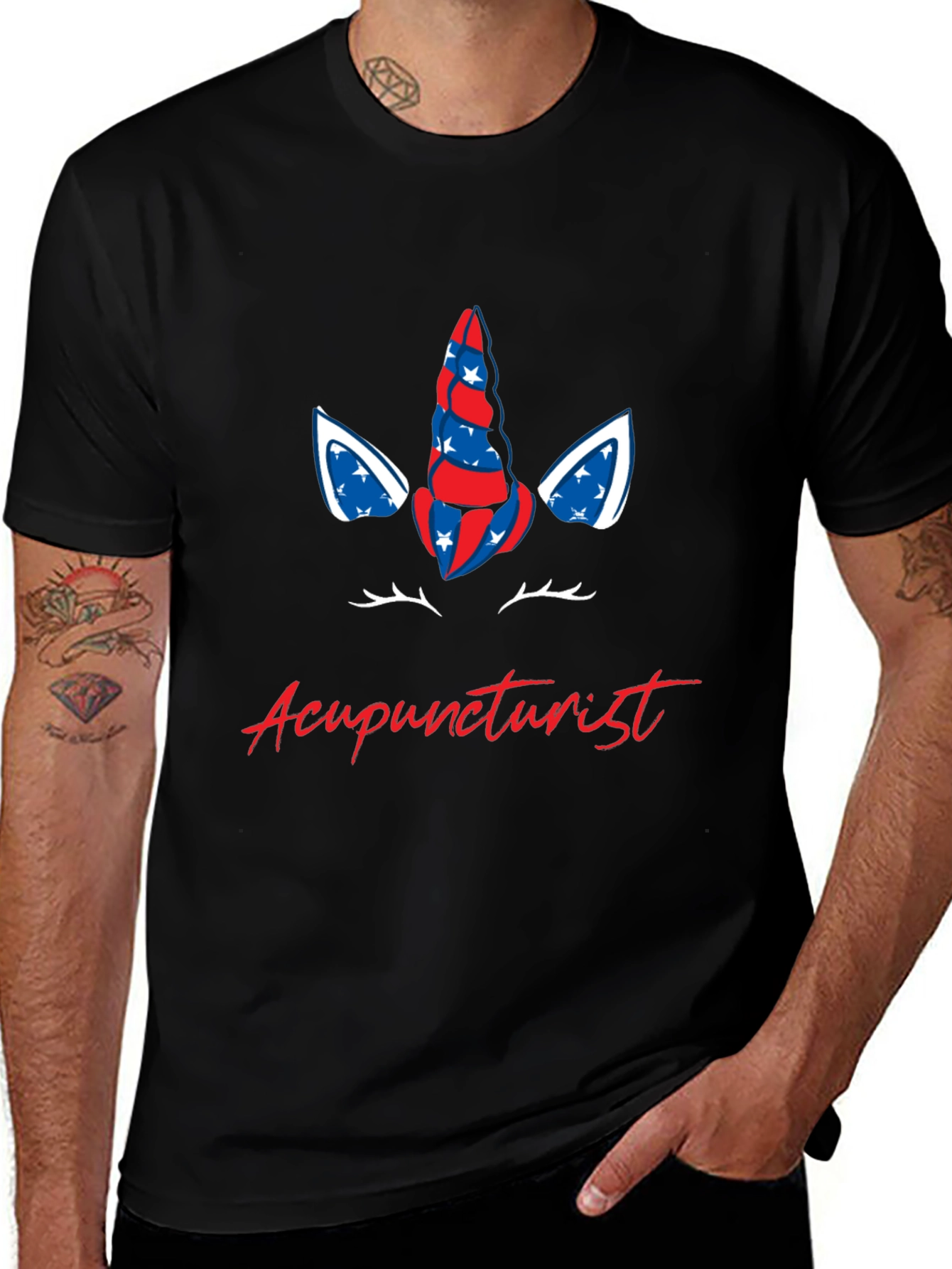 Acupuncturist Patriotic Unicorn Graphic Tee
