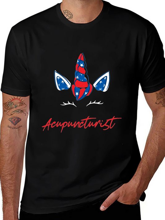 Acupuncturist Patriotic Unicorn Graphic Tee