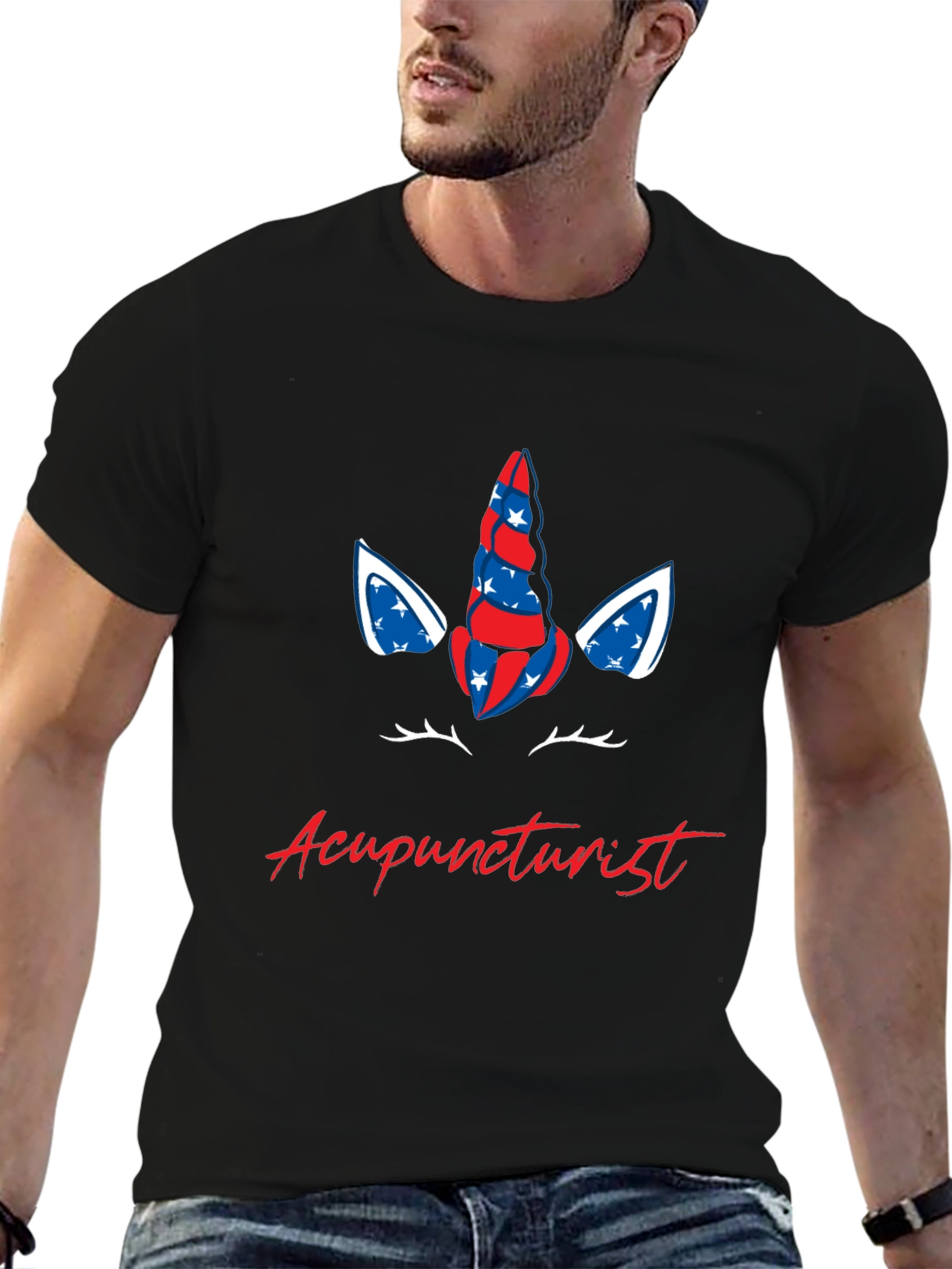 Acupuncturist Patriotic Unicorn Graphic Tee