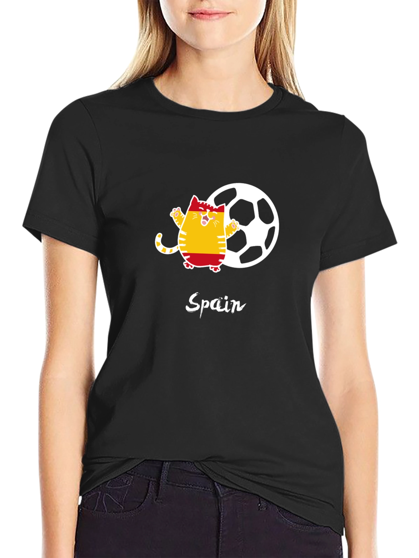 Spain Soccer Cat Graphic Tee
