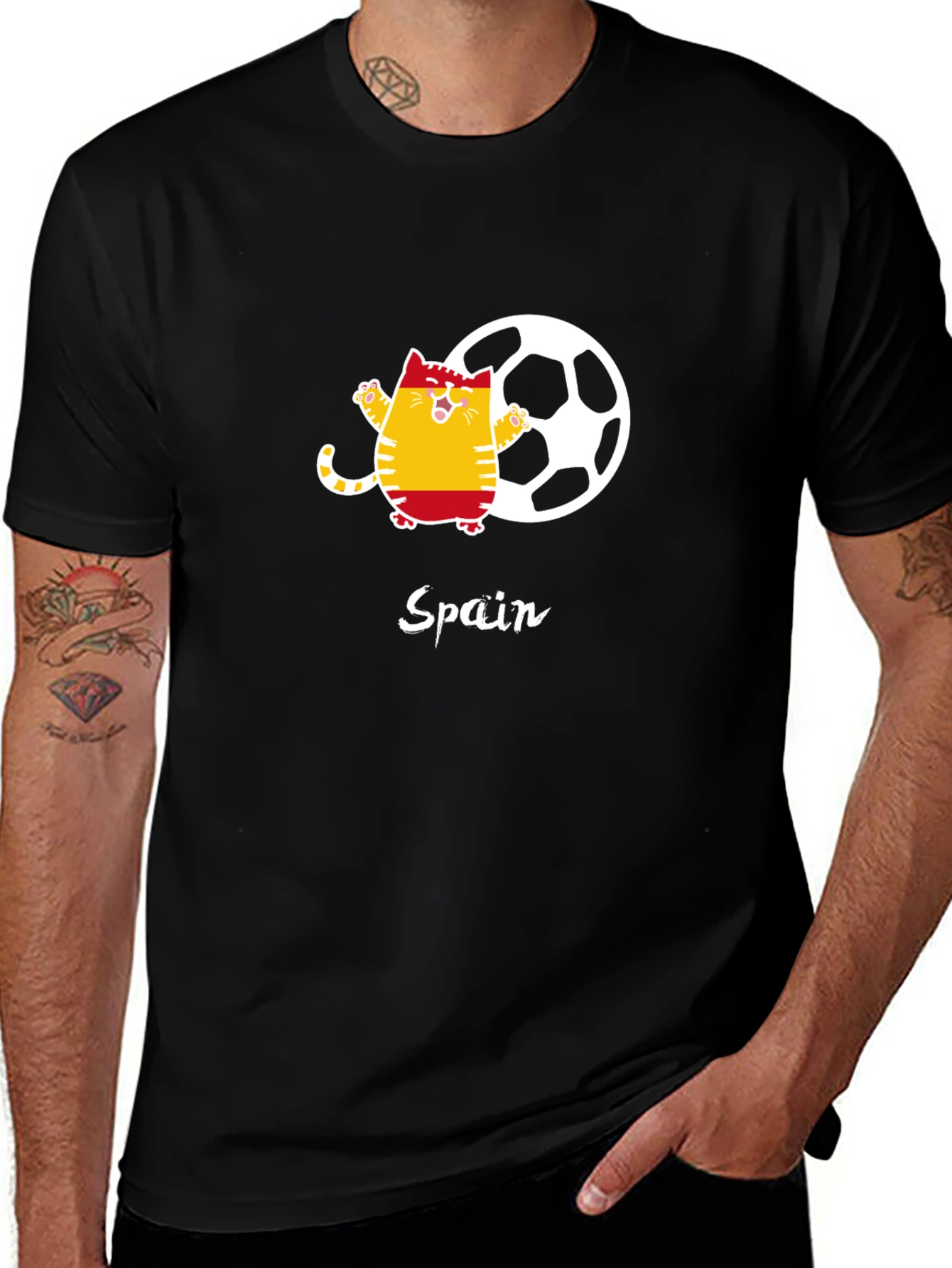 Spain Soccer Cat Graphic Tee