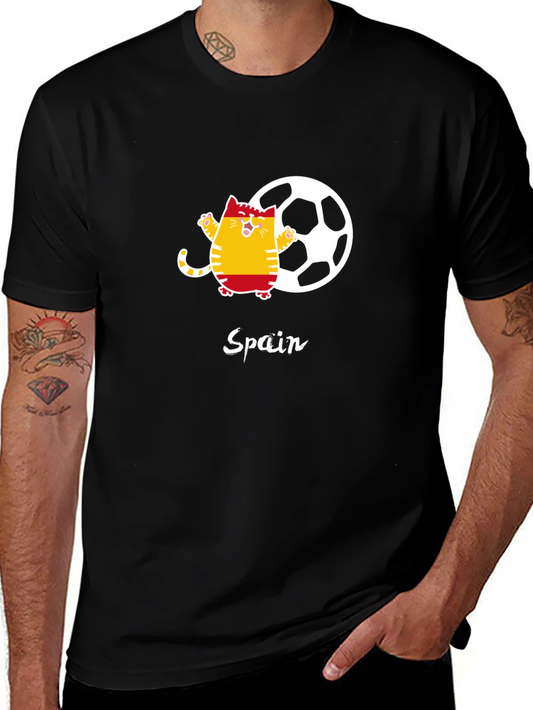 Spain Soccer Cat Graphic Tee