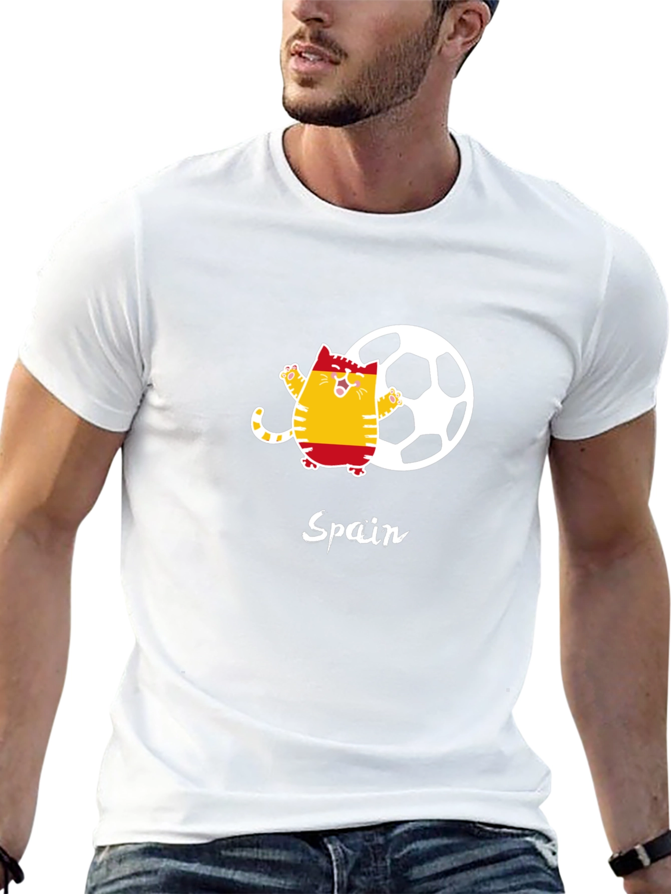 Spain Soccer Cat Graphic Tee