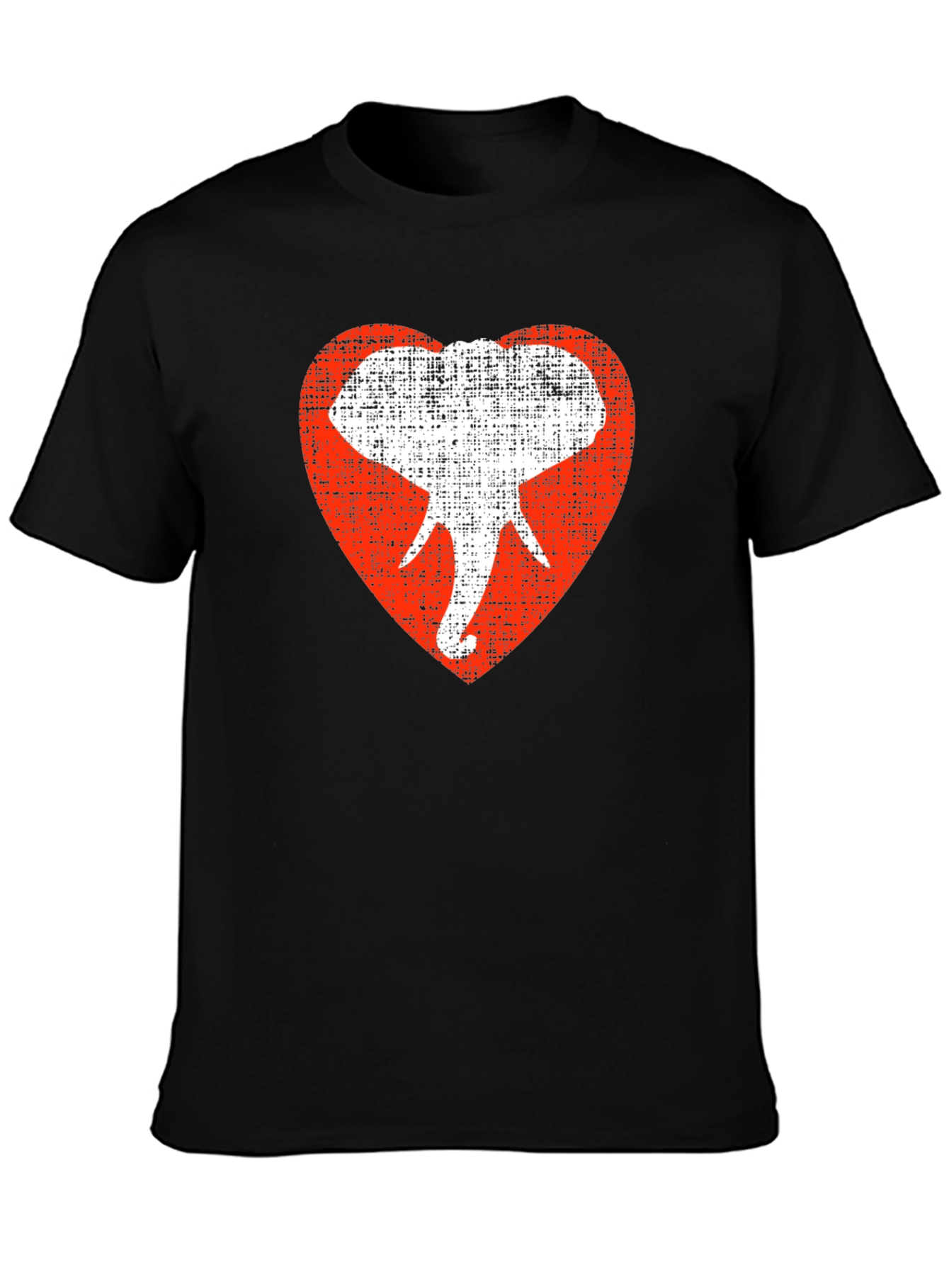 Elephant Heart Graphic Tee - Black Cotton Casual Shirt