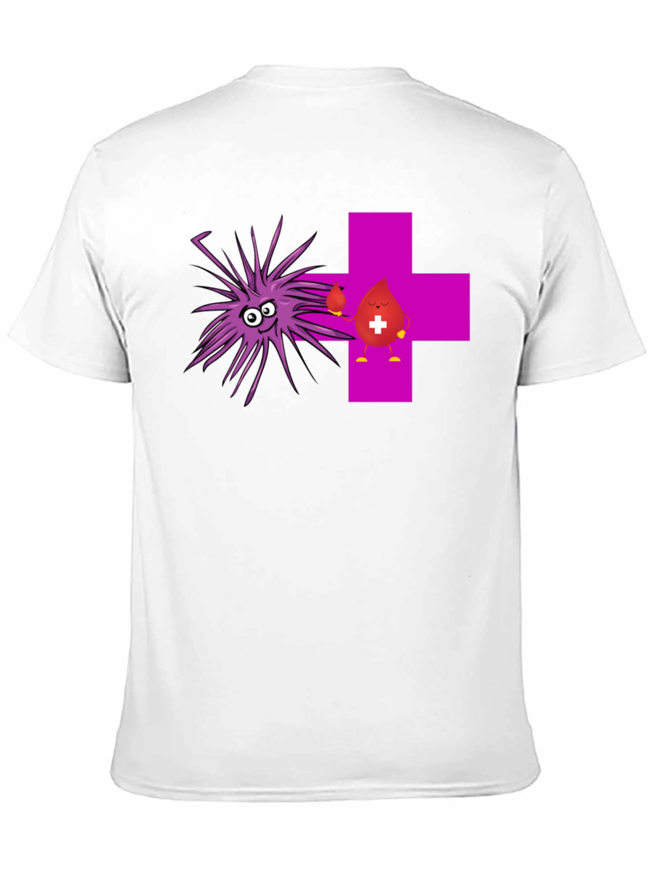Funny Black T-Shirt with Cartoon Germs and Blood Drop