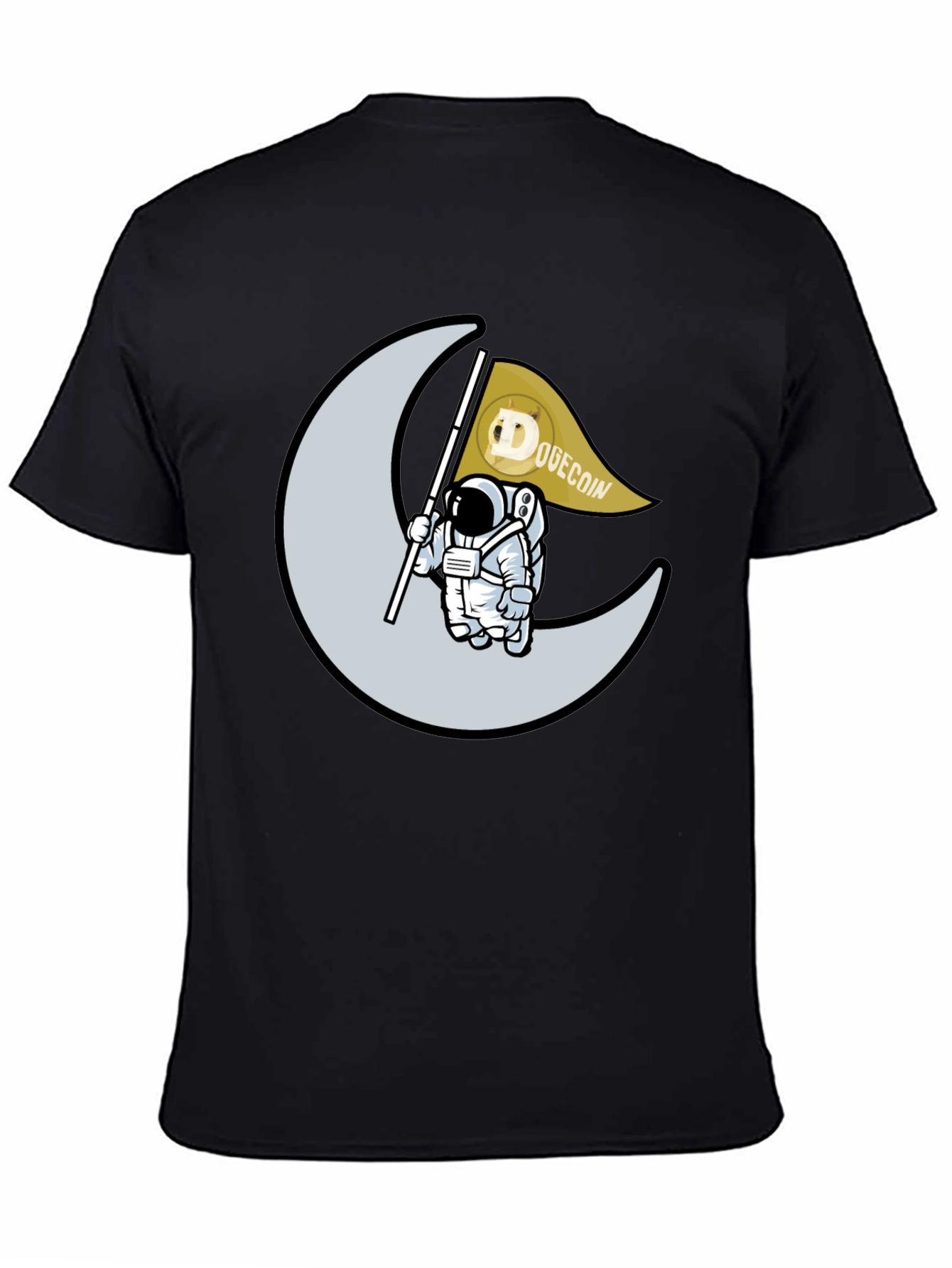 Dogecoin Astronaut Moon Landing Black T-Shirt