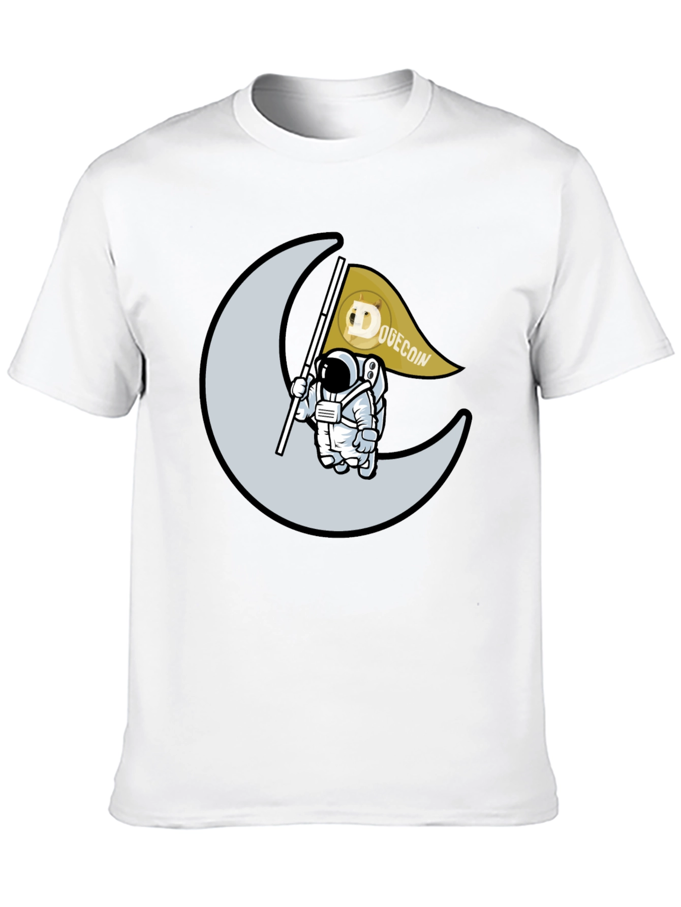 Dogecoin Astronaut Moon Landing Black T-Shirt