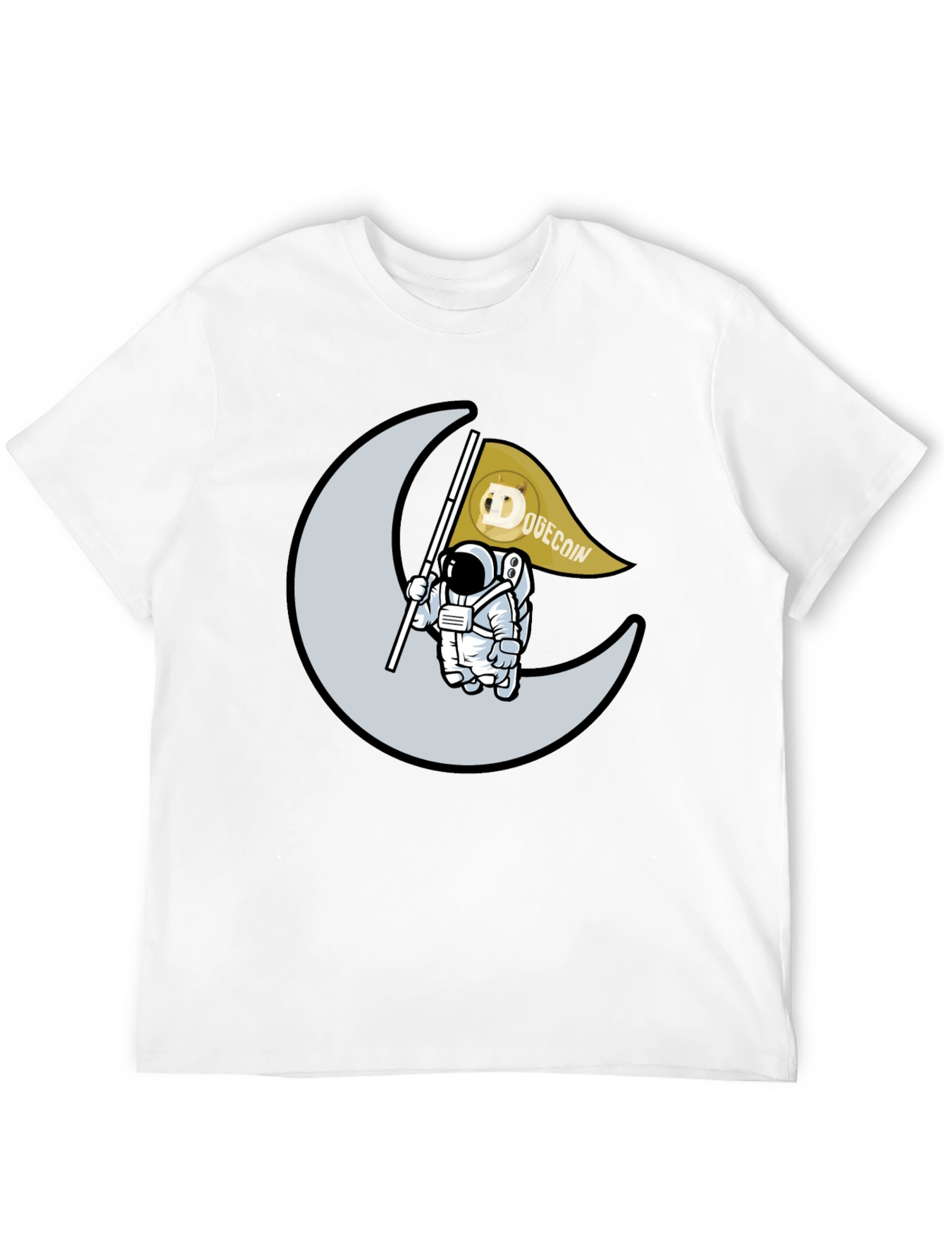 Dogecoin Astronaut Moon Landing Black T-Shirt