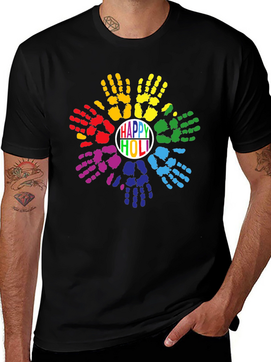 Happy Holi Colorful Handprint T-Shirt