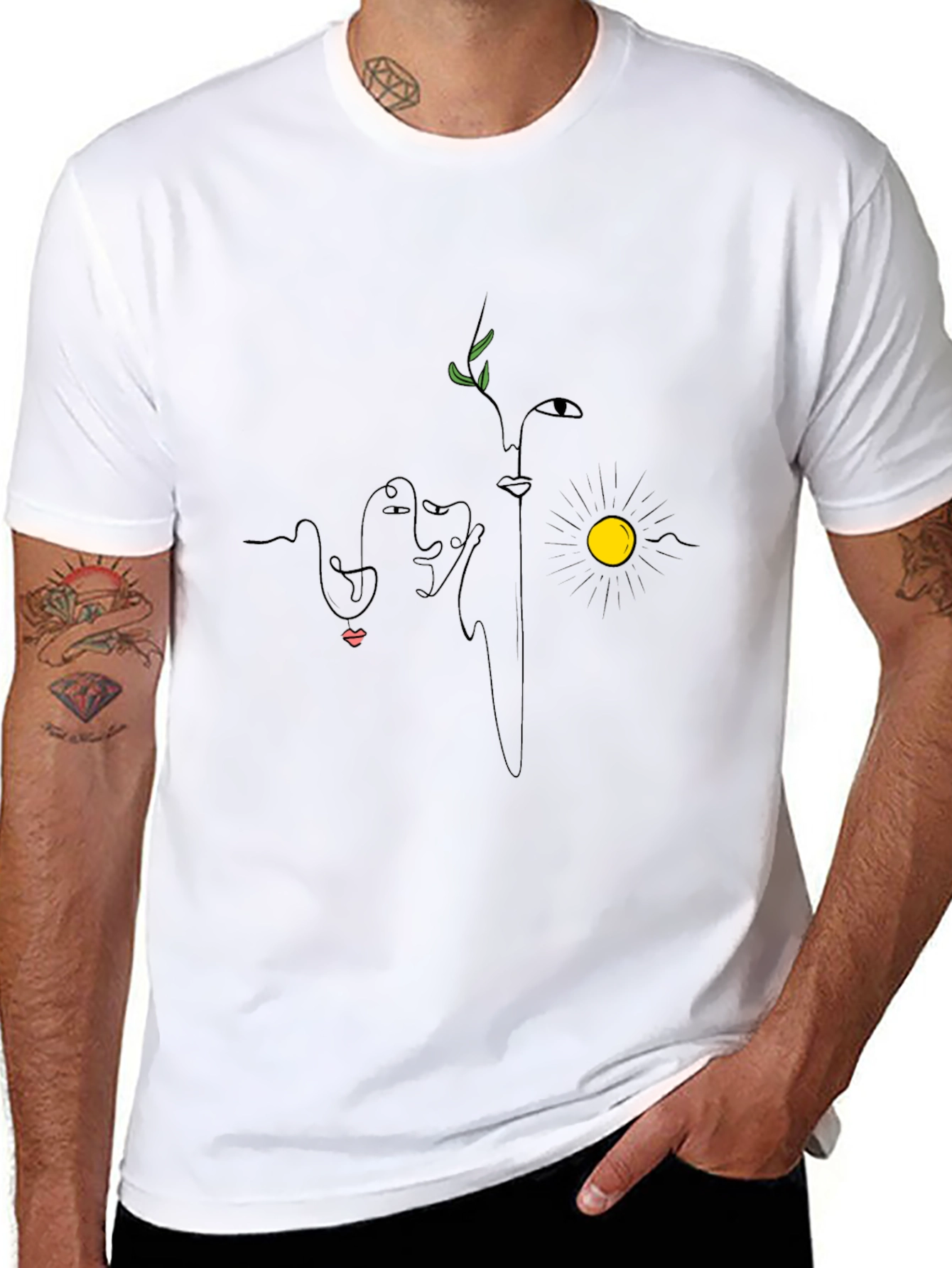 Abstract Faces Graphic Black T-Shirt