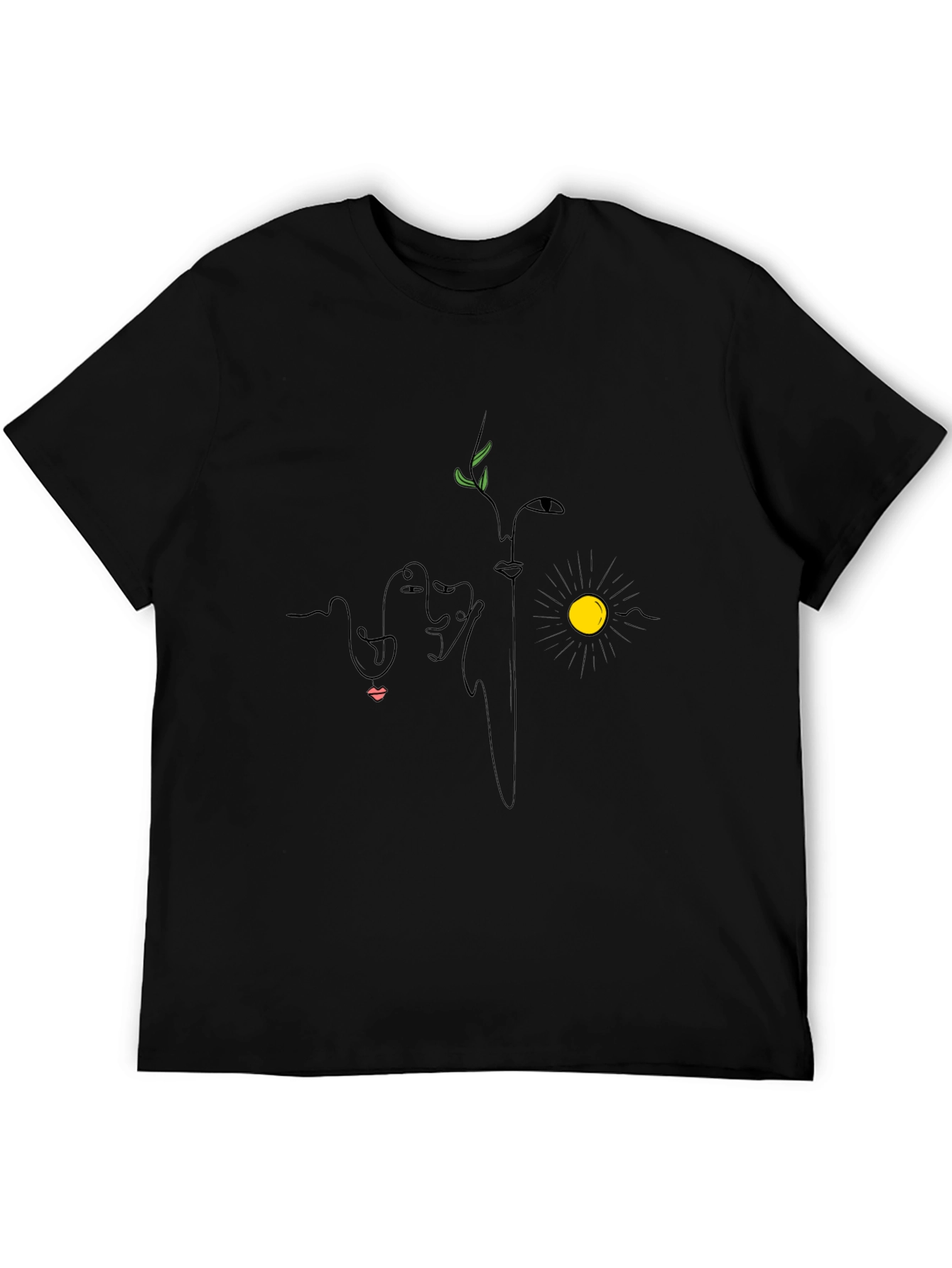 Abstract Faces Graphic Black T-Shirt