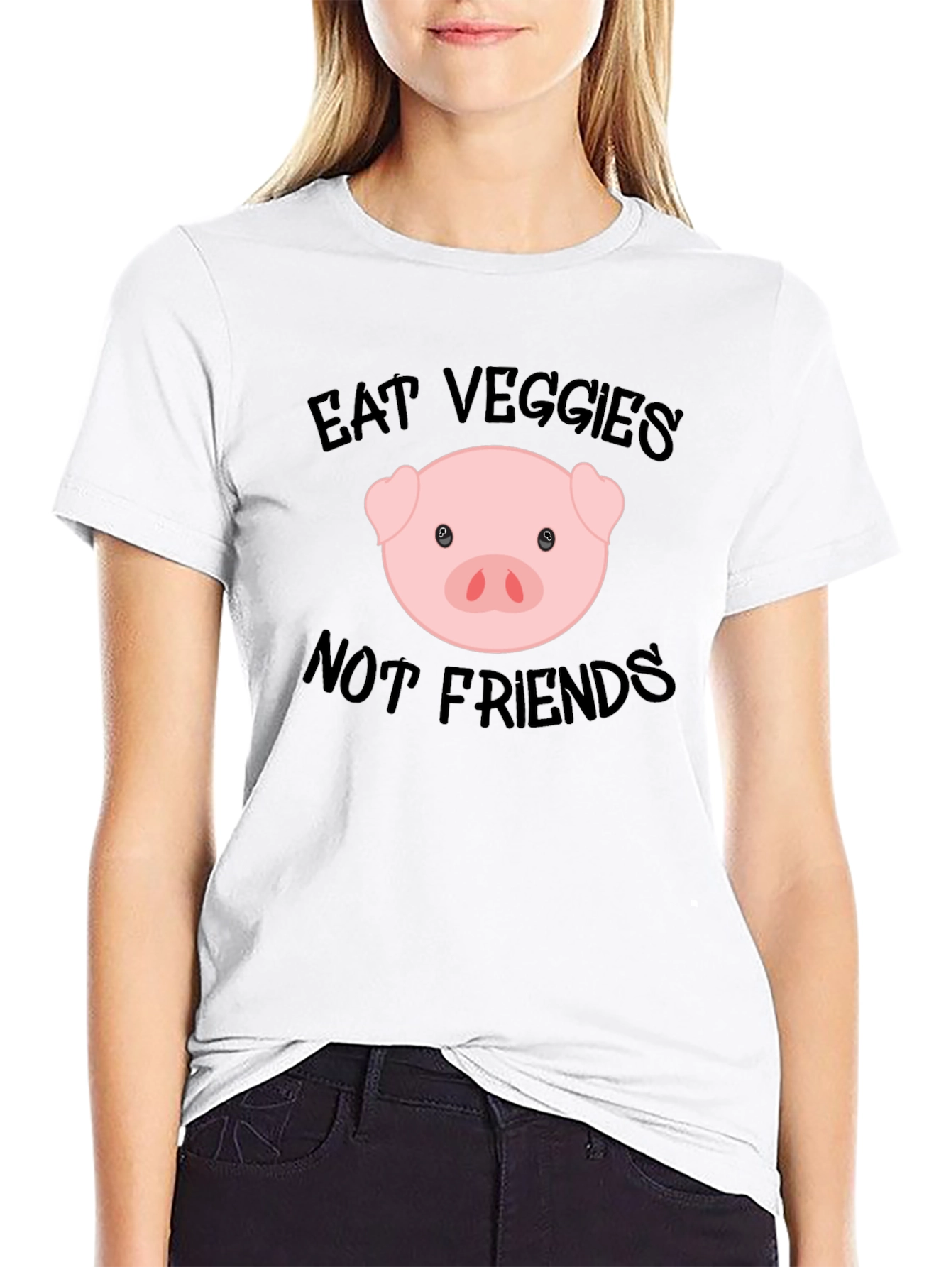 Eat Veggies Not Friends T-Shirt - Vegan Pig Tee