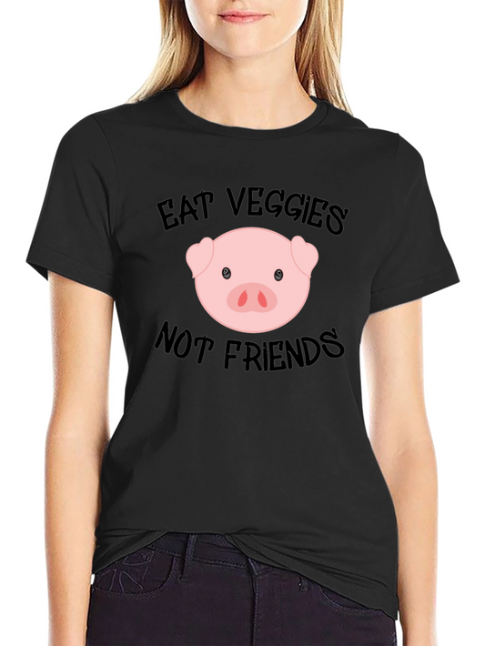 Eat Veggies Not Friends T-Shirt - Vegan Pig Tee