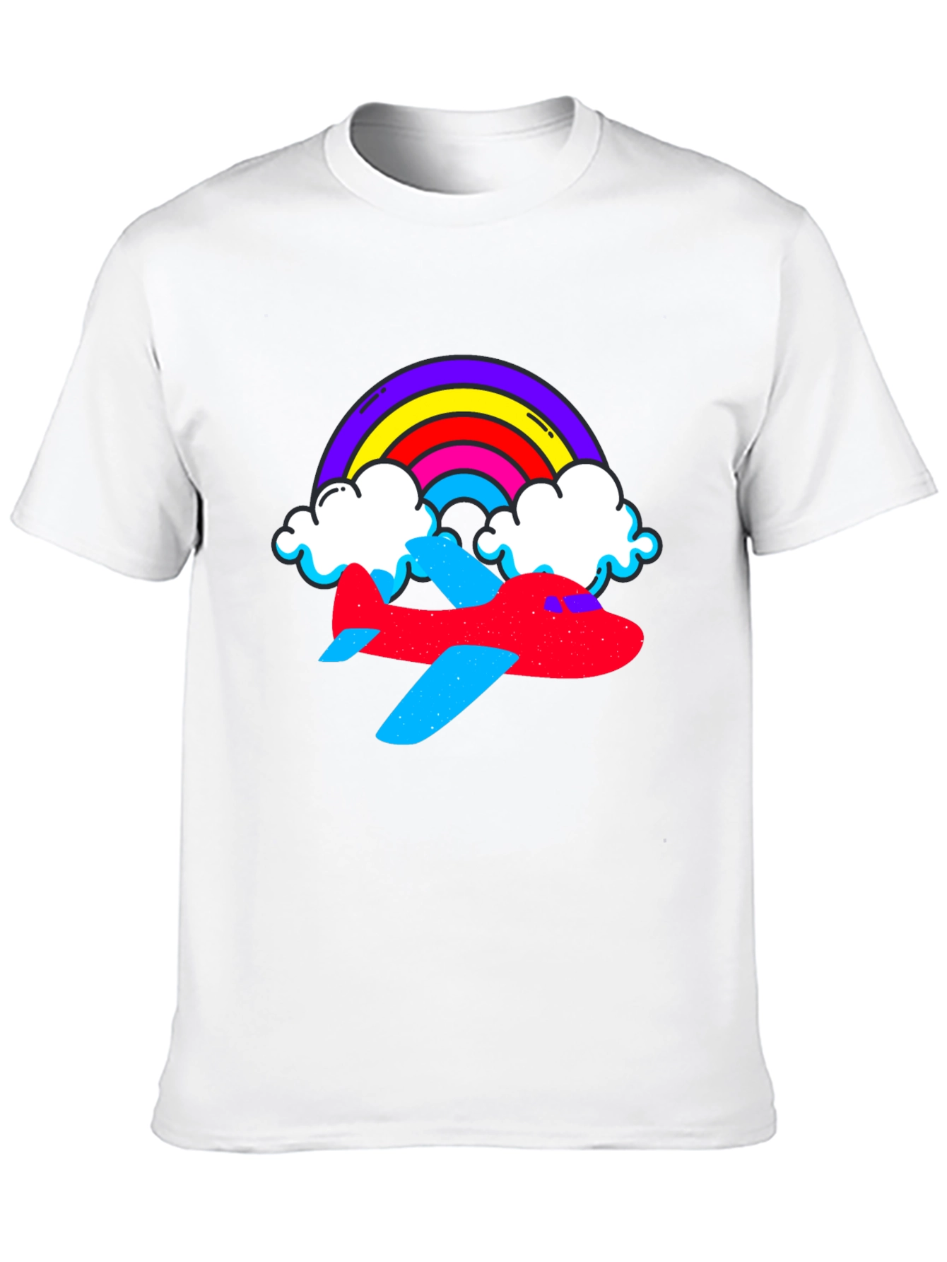 Rainbow Airplane Graphic Tee - Black