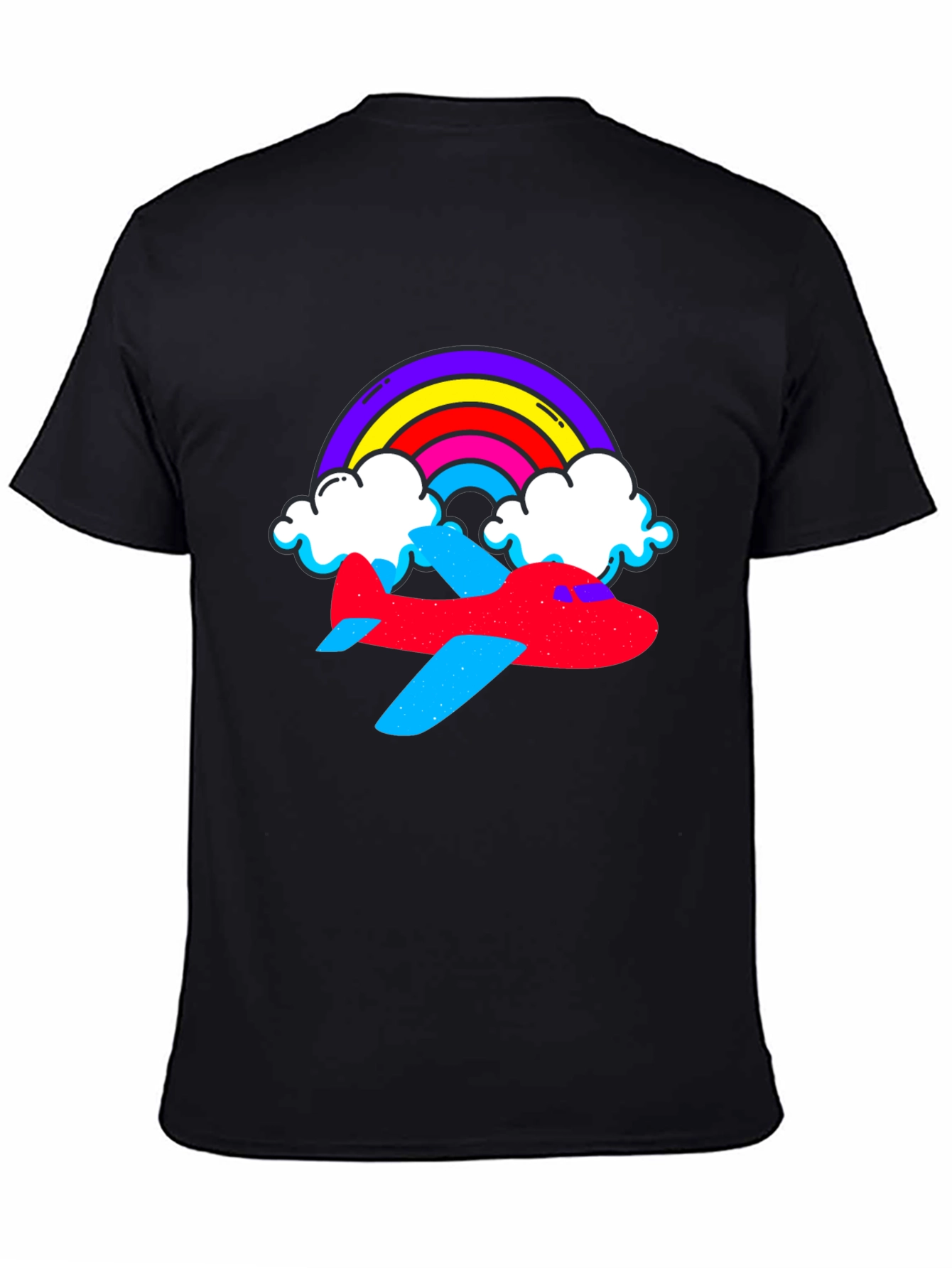 Rainbow Airplane Graphic Tee - Black