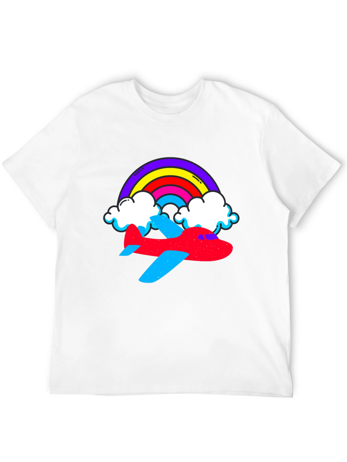 Rainbow Airplane Graphic Tee - Black