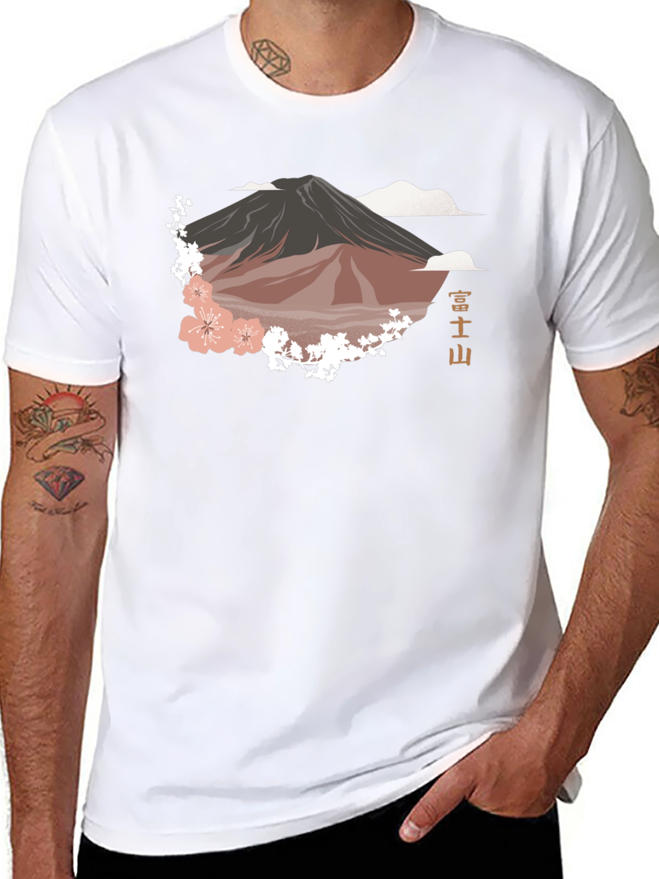 Mount Fuji Cherry Blossom T-Shirt - Black