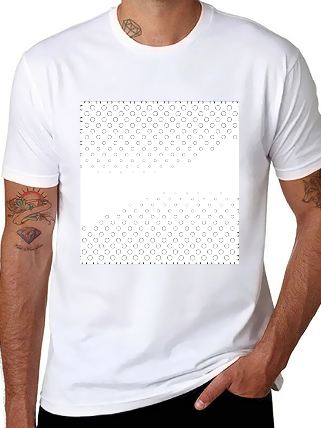 Black Tee with Geometric Circle Pattern