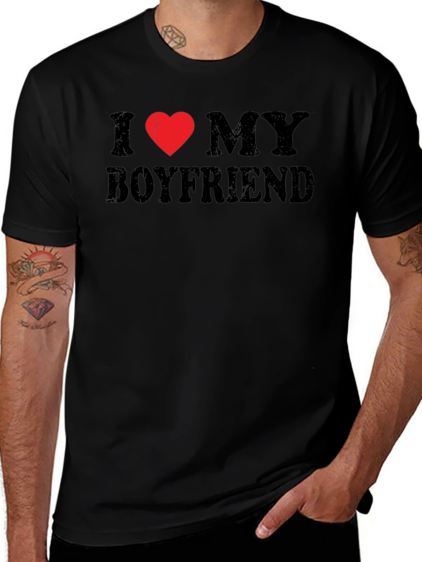 I Heart My Boyfriend Black T-Shirt
