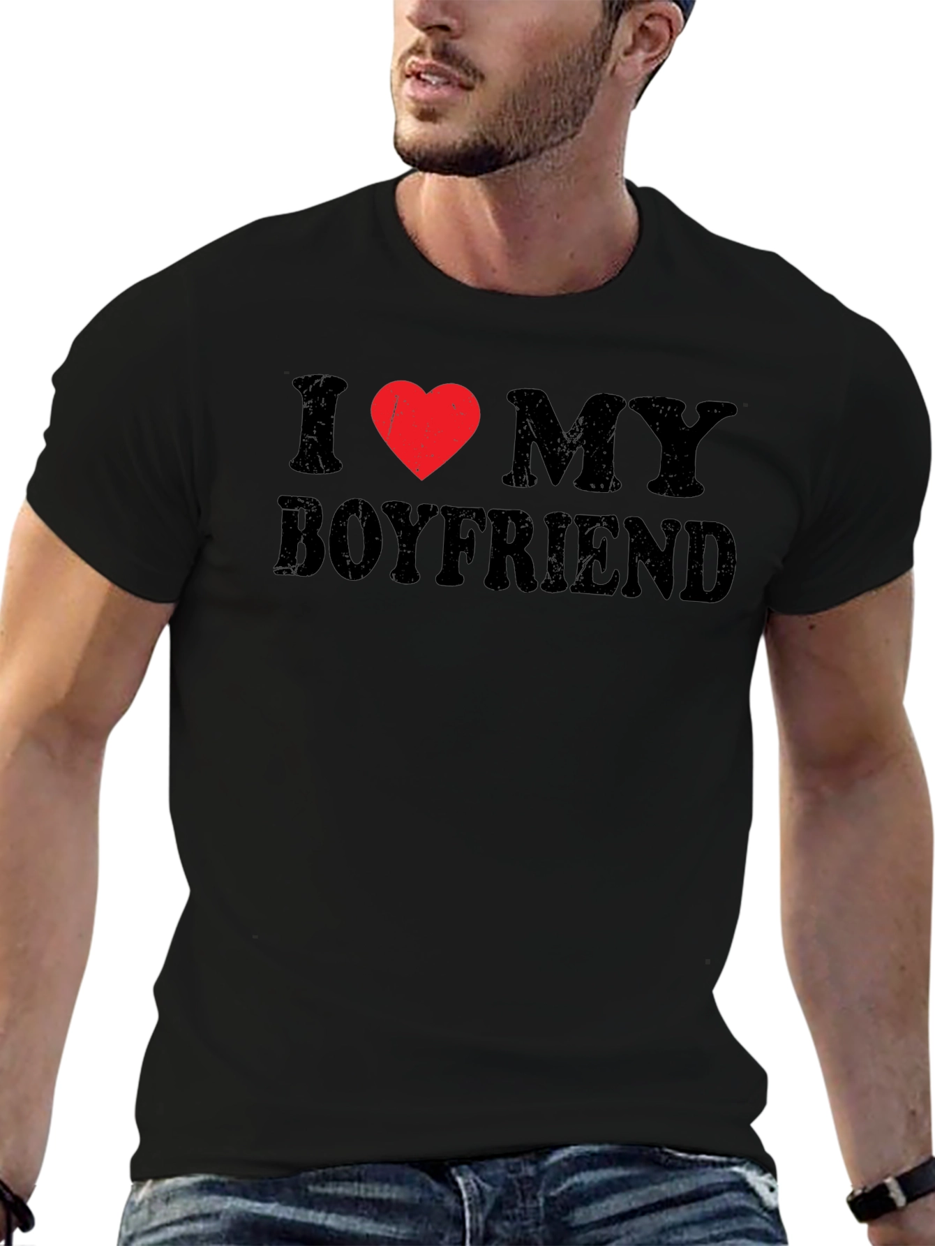 I Heart My Boyfriend Black T-Shirt