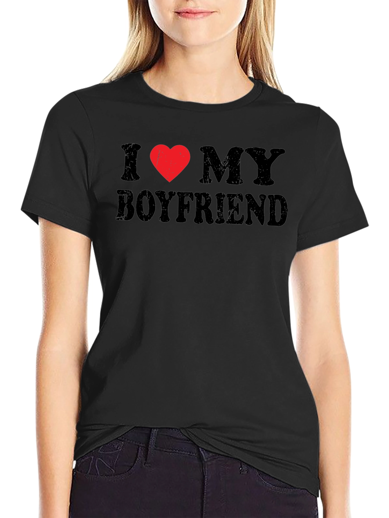 I Heart My Boyfriend Black T-Shirt