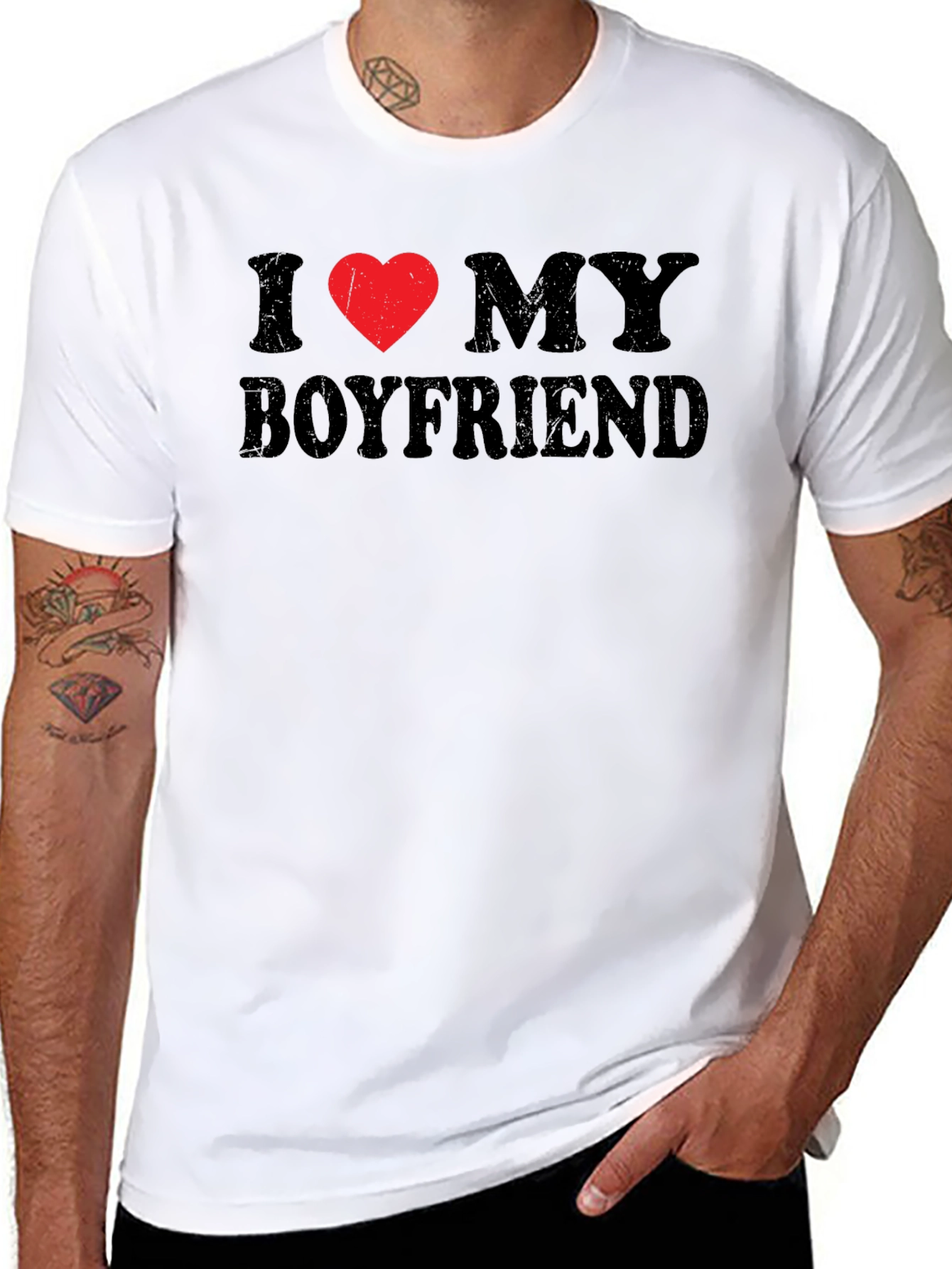 I Heart My Boyfriend Black T-Shirt