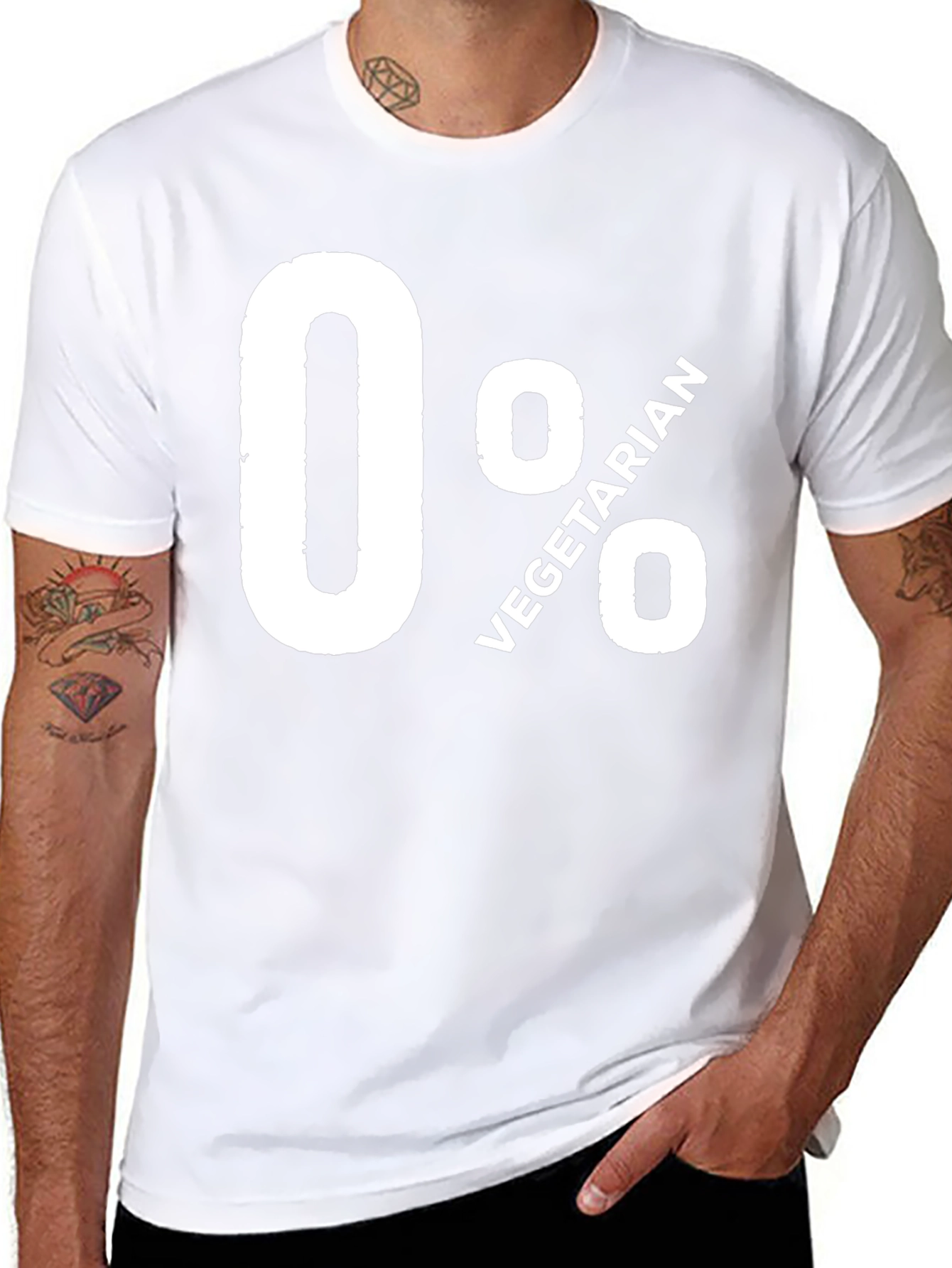 0% Vegetarian Graphic Tee - Black Cotton T-Shirt