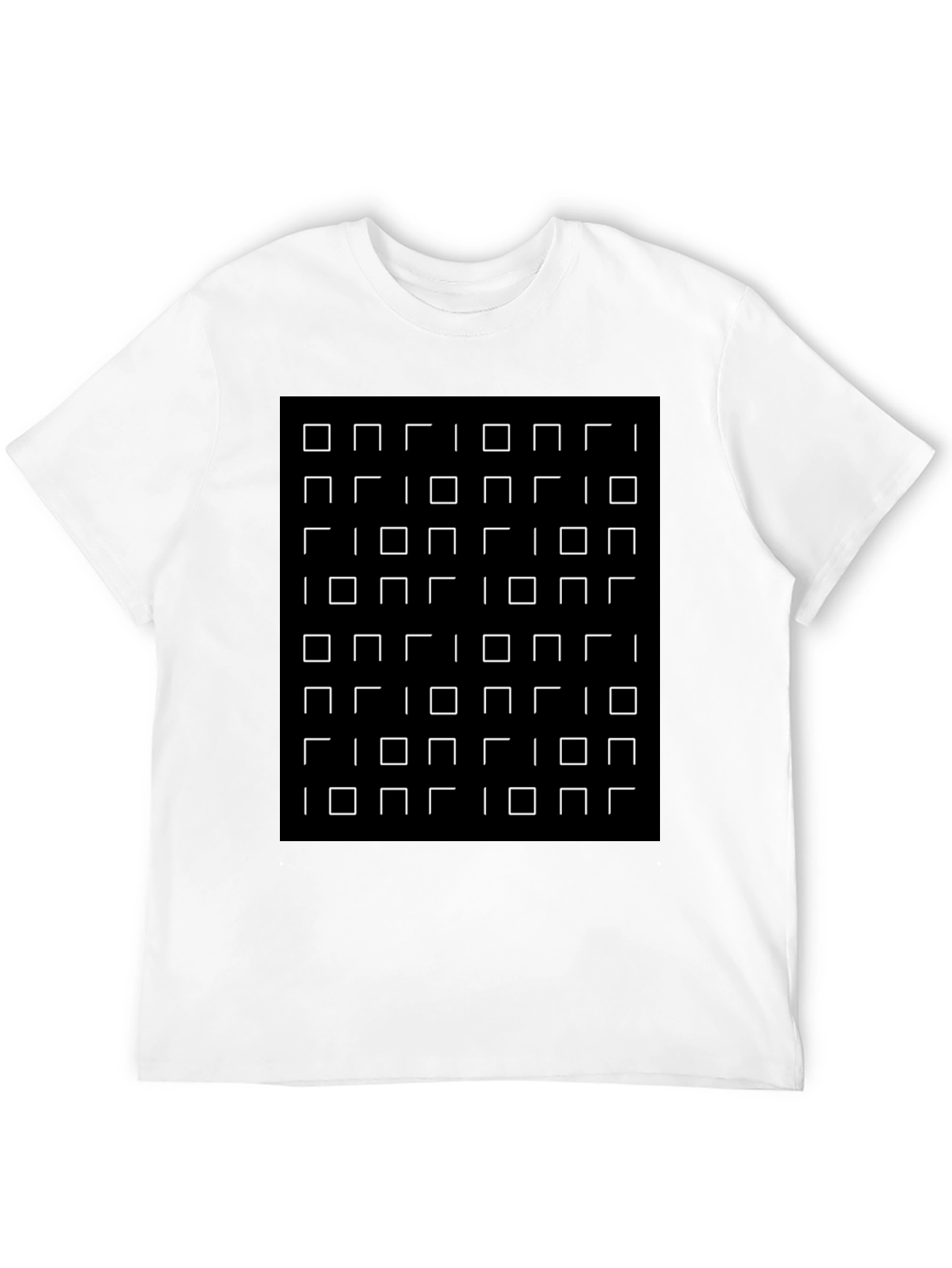 Optical Illusion Square Grid Black T-Shirt