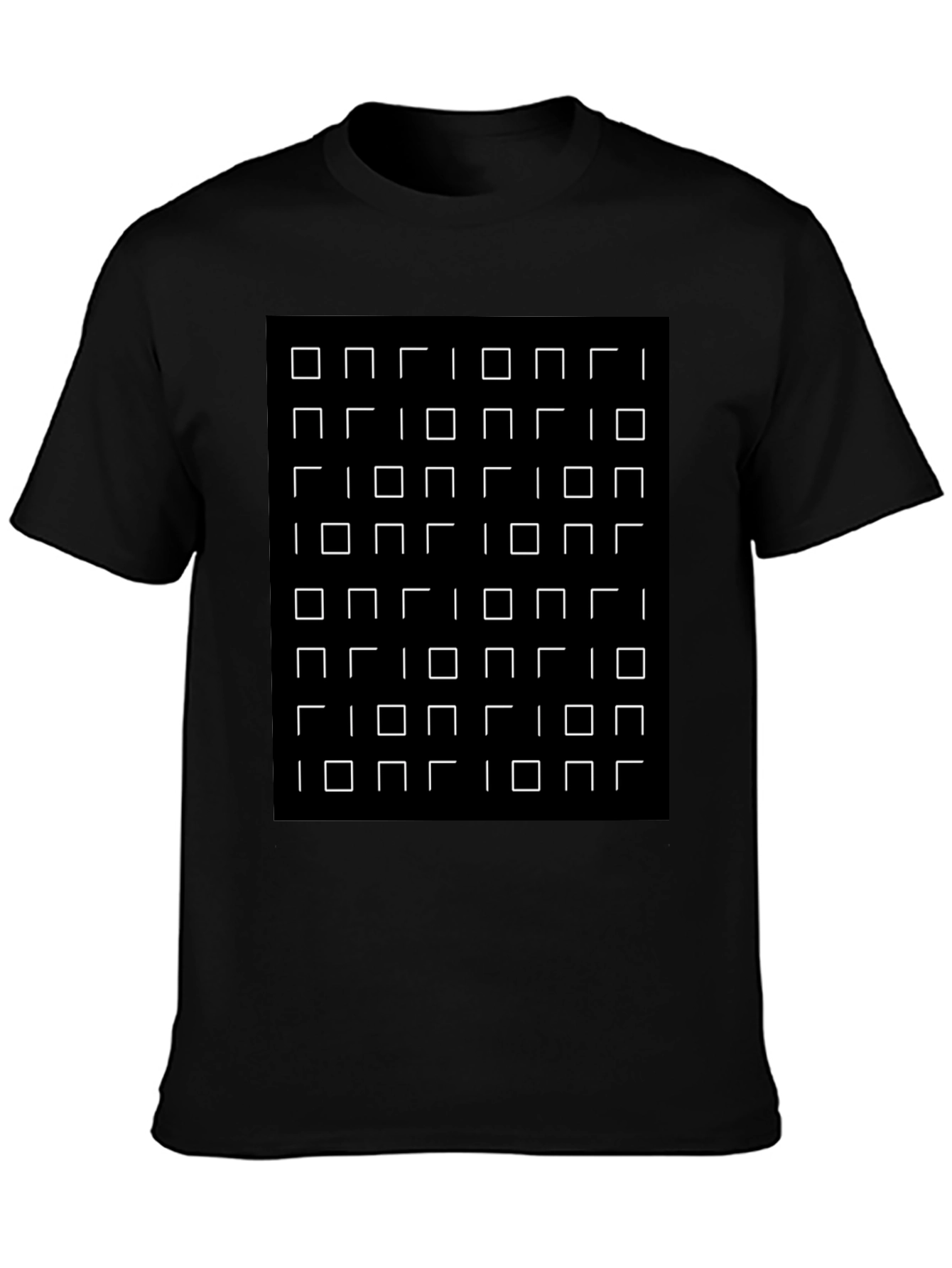 Optical Illusion Square Grid Black T-Shirt