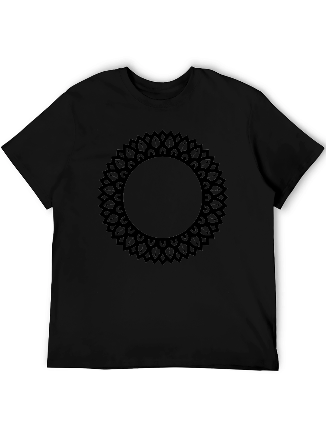 Mens Black Mandala Graphic Print T-Shirt