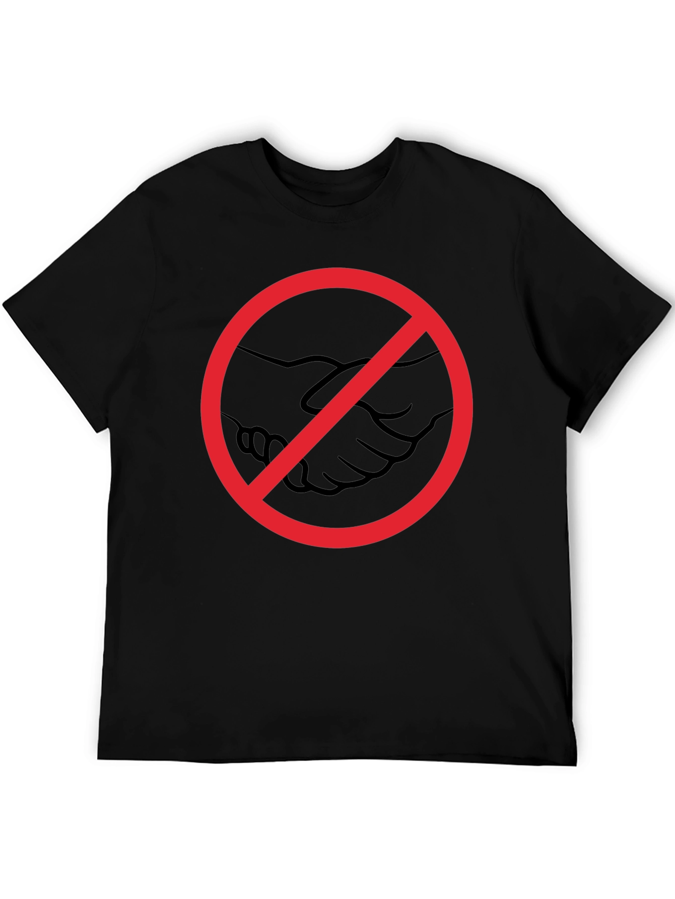 No Handshake Graphic Tee - Black Cotton T-Shirt
