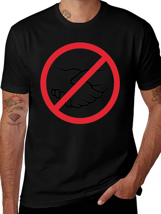 No Handshake Graphic Tee - Black Cotton T-Shirt