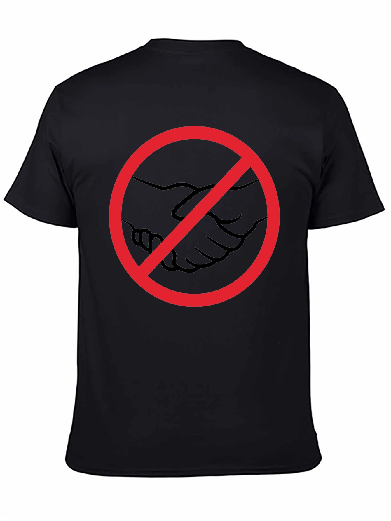 No Handshake Graphic Tee - Black Cotton T-Shirt