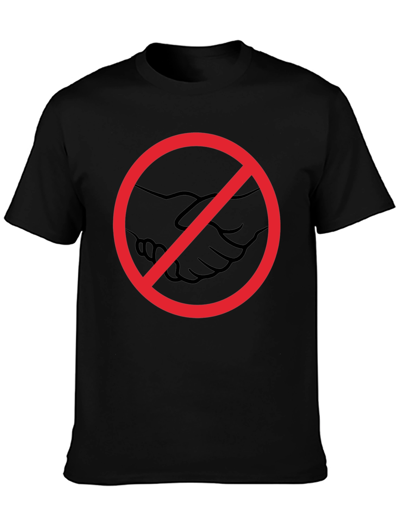 No Handshake Graphic Tee - Black Cotton T-Shirt