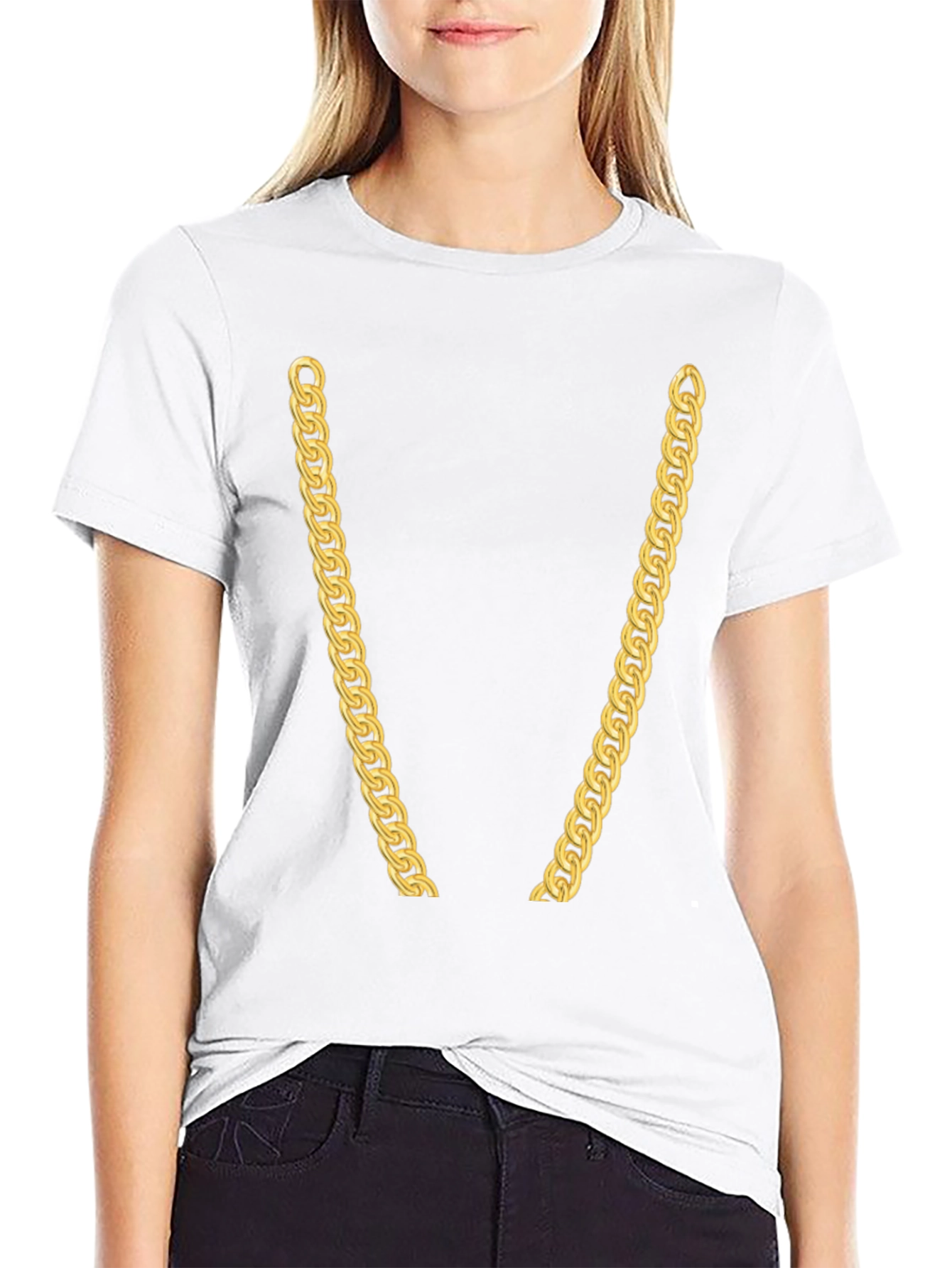 Gold Chain Graphic Black T-Shirt