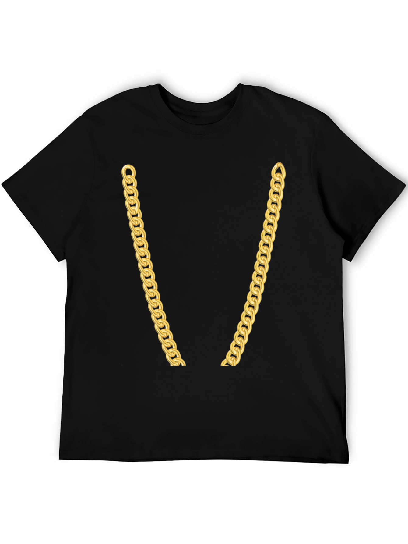 Gold Chain Graphic Black T-Shirt