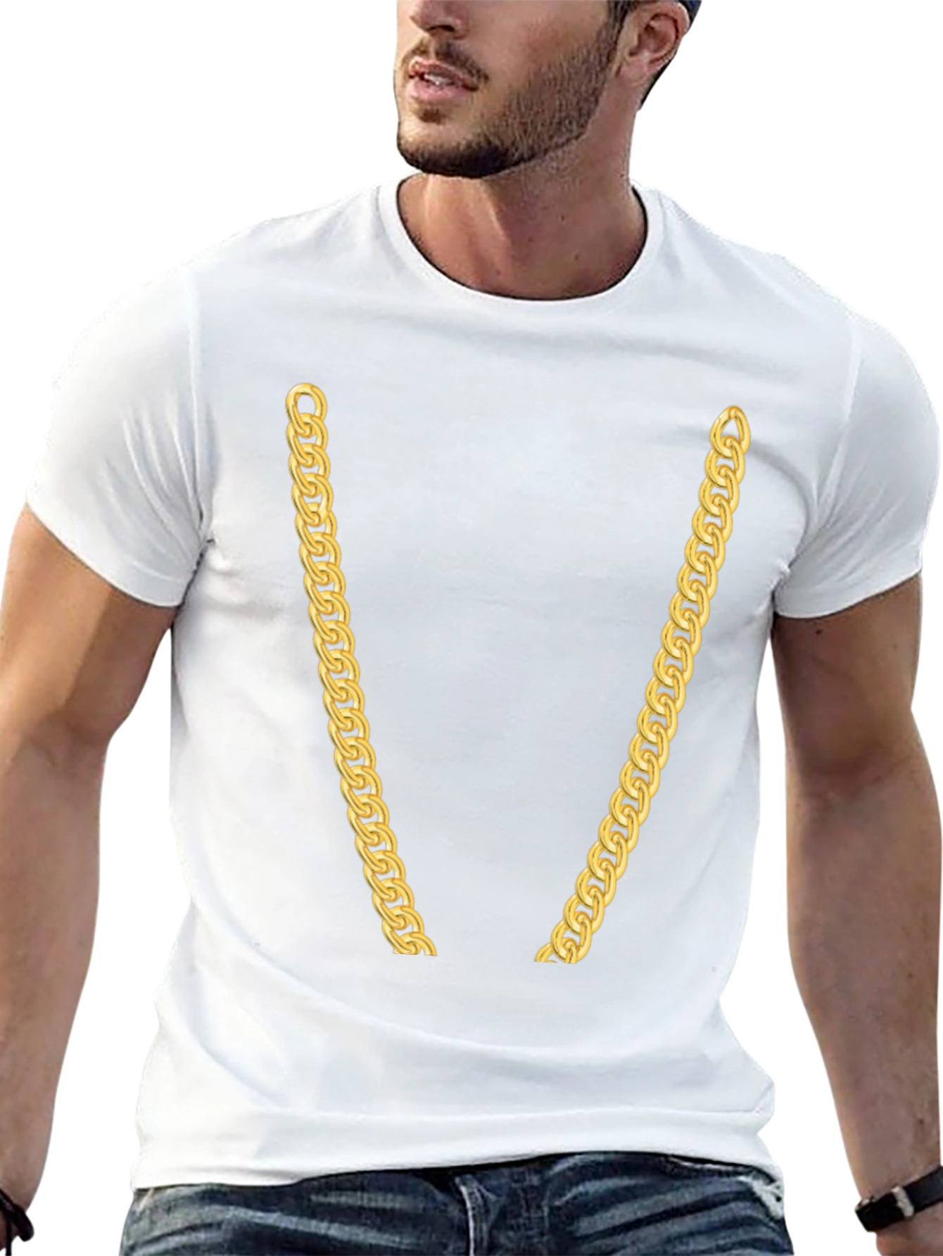 Gold Chain Graphic Black T-Shirt