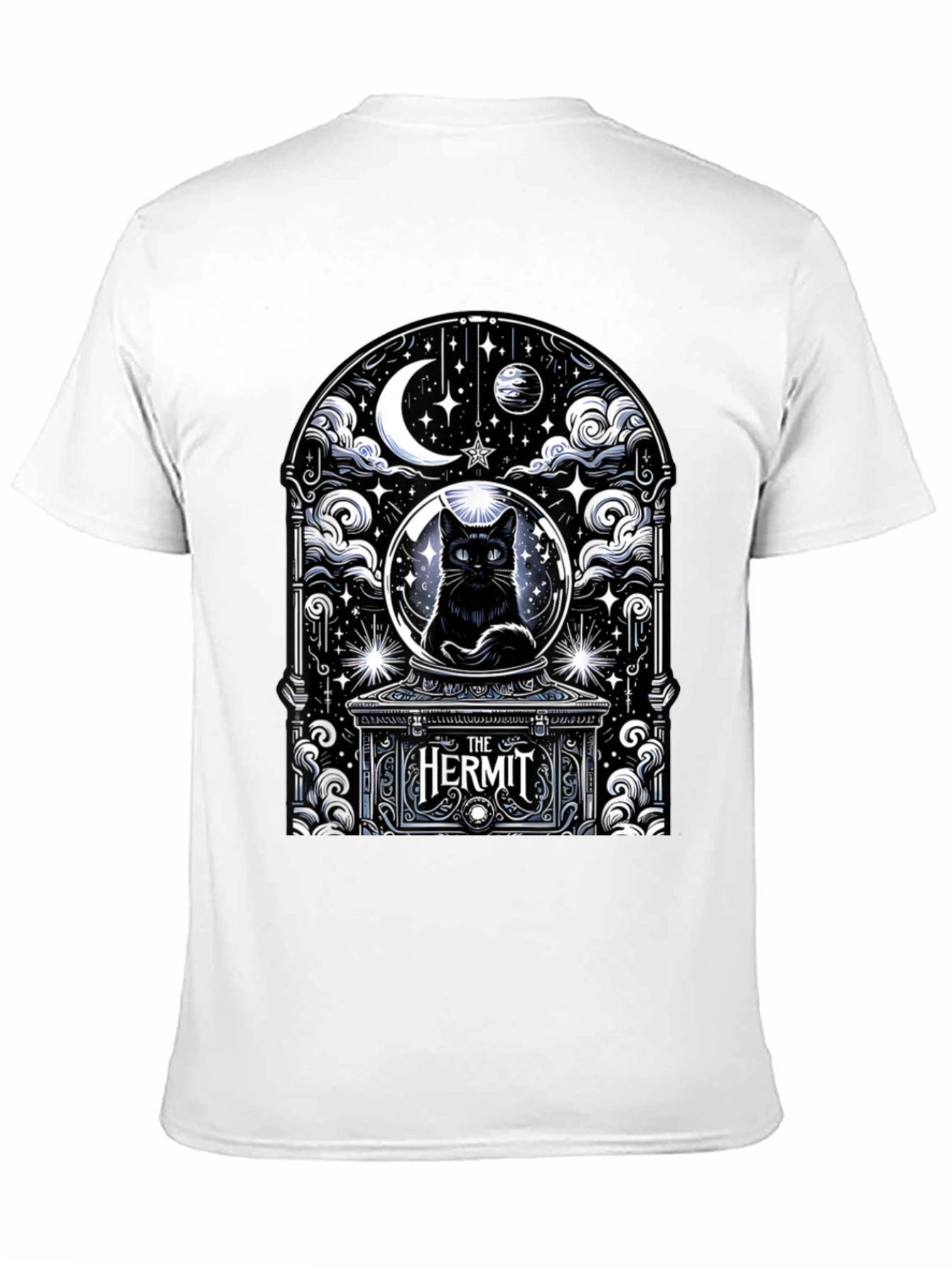 The Hermit Tarot Card Black Cat T-Shirt