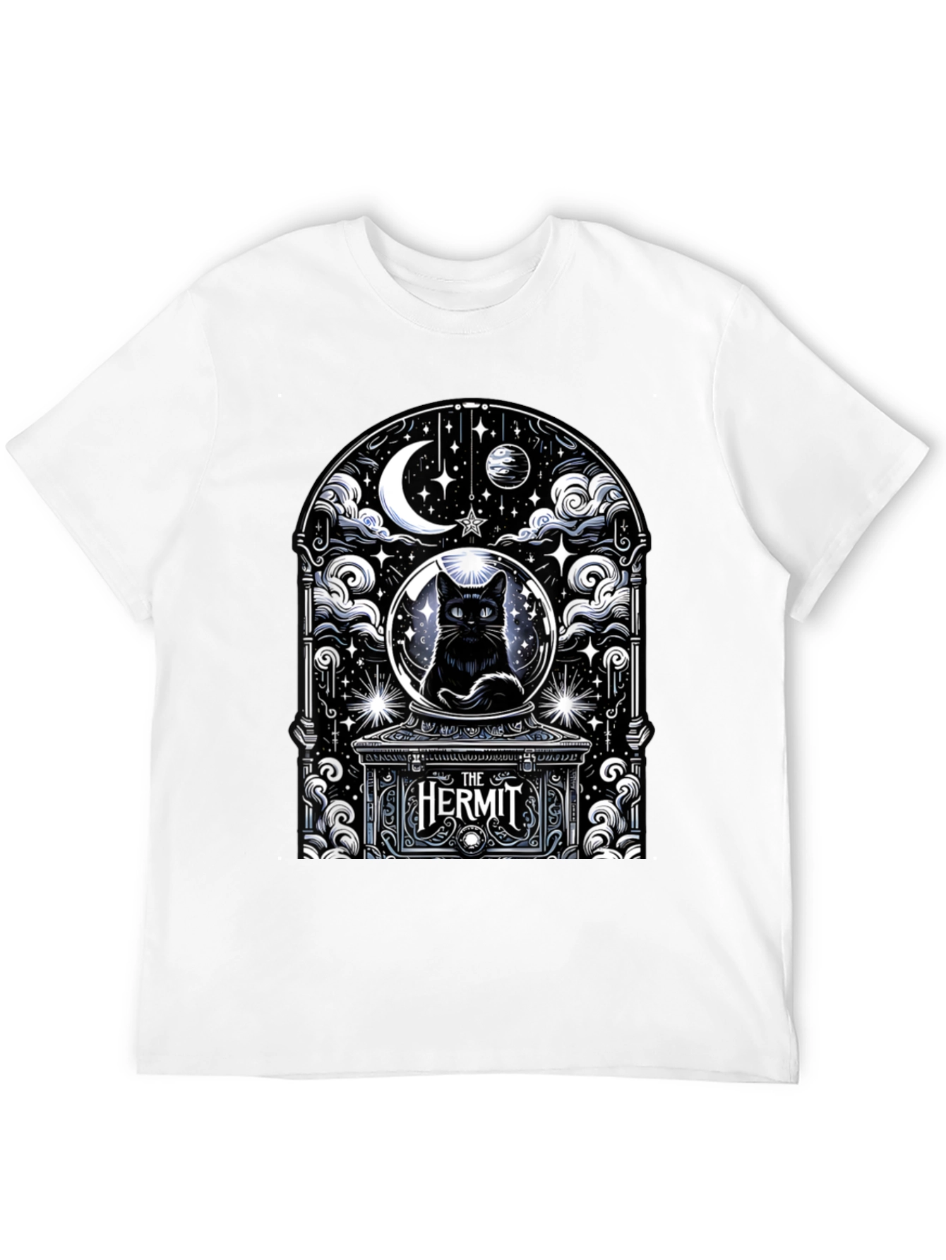 The Hermit Tarot Card Black Cat T-Shirt